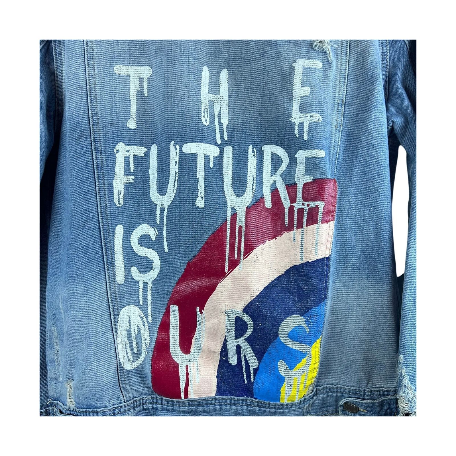 Other BBJ Los Angeles Distressed Denim Jacket Graphic Trucker M Size M / US 6-8 / IT 42-44 - 5 Thumbnail