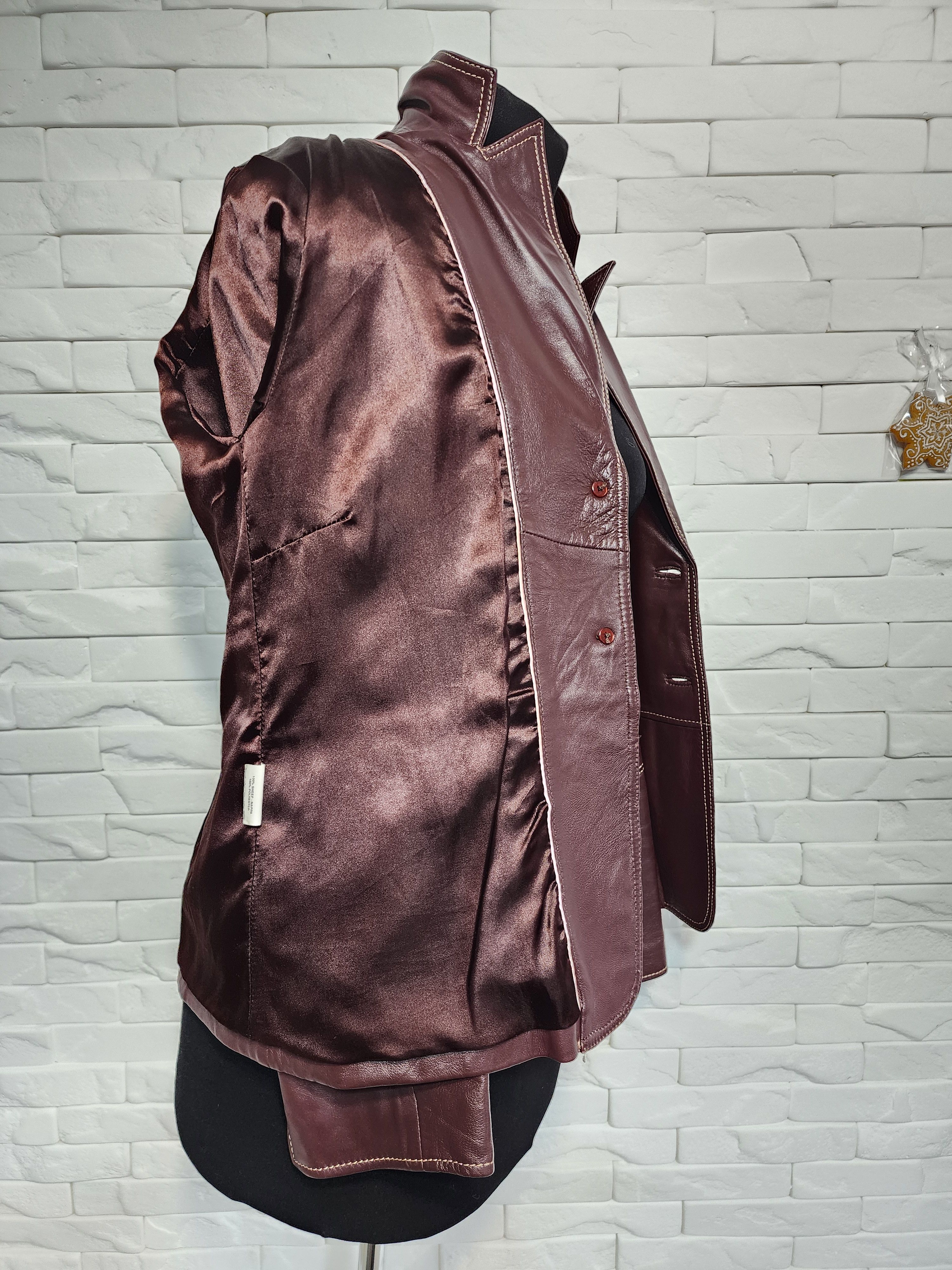 Other Brown Leather Jacket: Women's Button-Up with Pockets Size L / US 10 / IT 46 - 9 Thumbnail