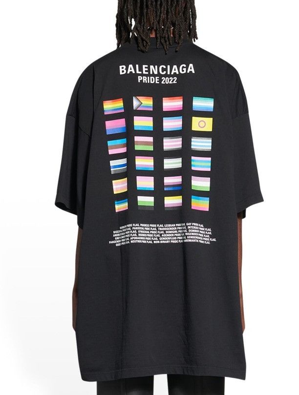 Balenciaga o1bcso1str0125 Pride 22 T-Shirt Oversized in Black Size US L / EU 52-54 / 3 - 3 Thumbnail