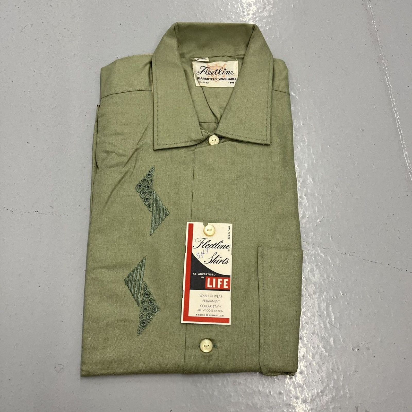Other NOS Vintage 60s Fleetline Green Viscose Rayon Shirt Size US M / EU 48-50 / 2 - 1 Thumbnail