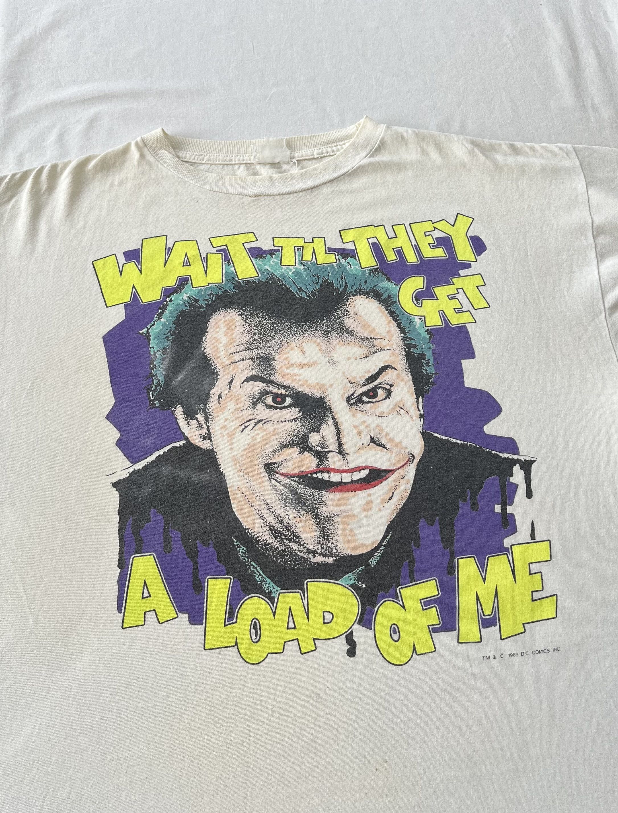 DC Comics Vintage 1989 Joker Jack Nicholson Batman Movie White T-shirt Size US XL / EU 56 / 4 - 3 Thumbnail