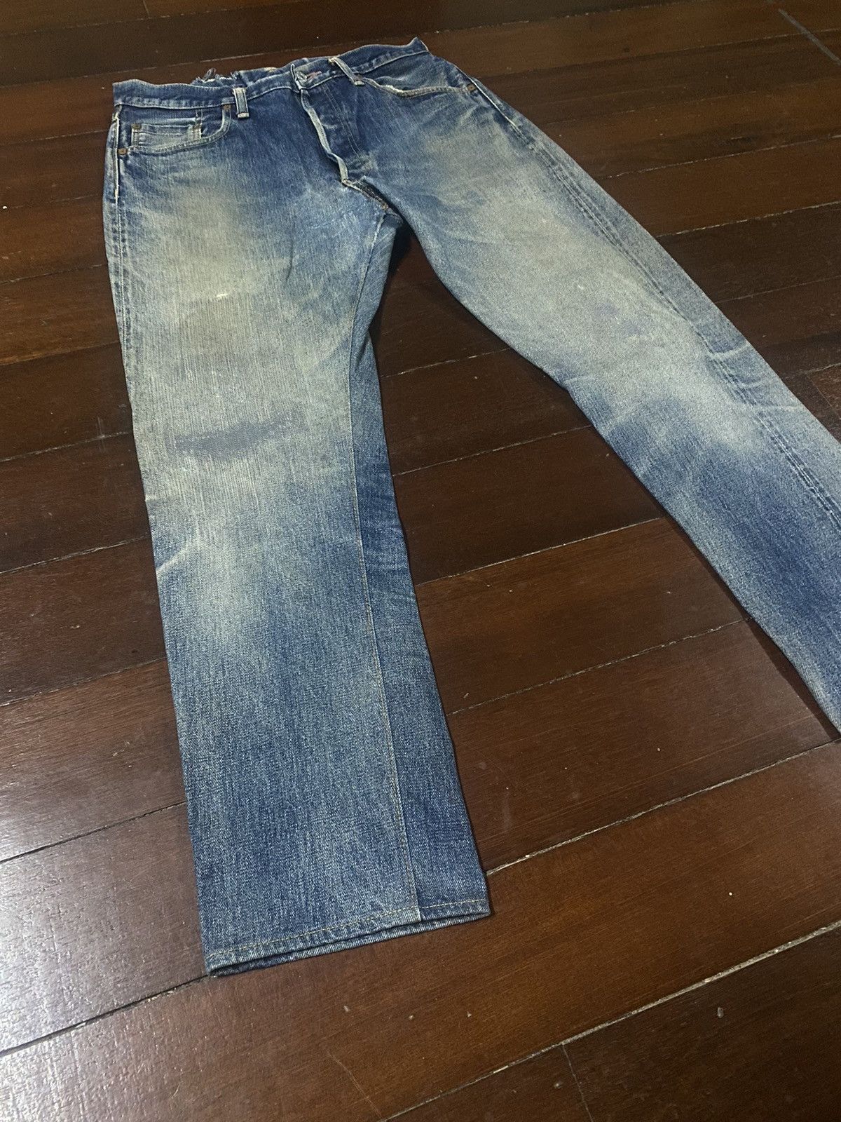 Denime Vintage 90s DENIME Japan Selvedge Distressed patch leather Size US 34 / EU 50 - 2 Thumbnail