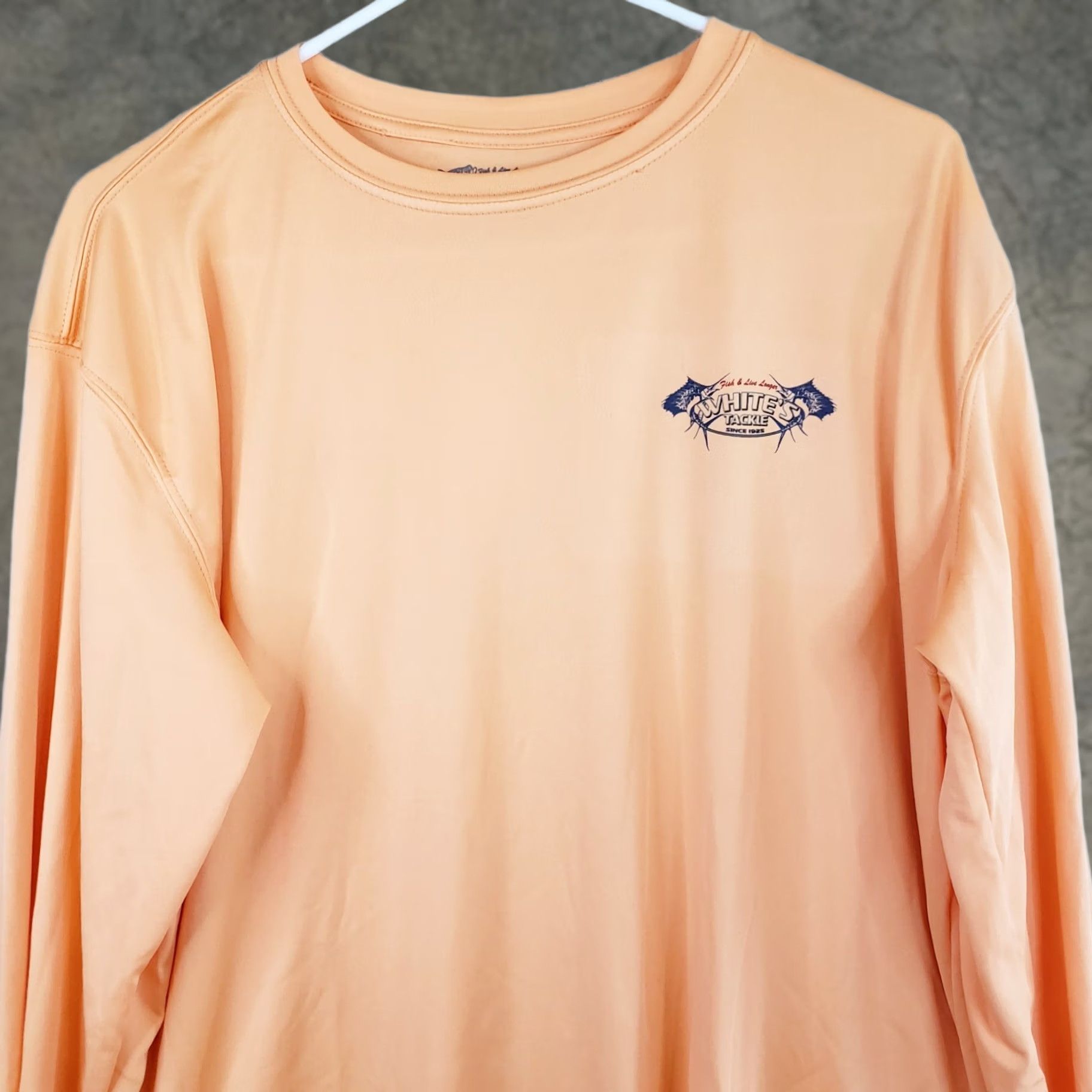 Vintage VINTAGE White's Tackle 50+ UV Shirt Men XL Sun Protection Long Sleeve Coral Orange Fishing Logo T-Shirt Regular Fit Size US XL / EU 56 / 4 - 1 Thumbnail