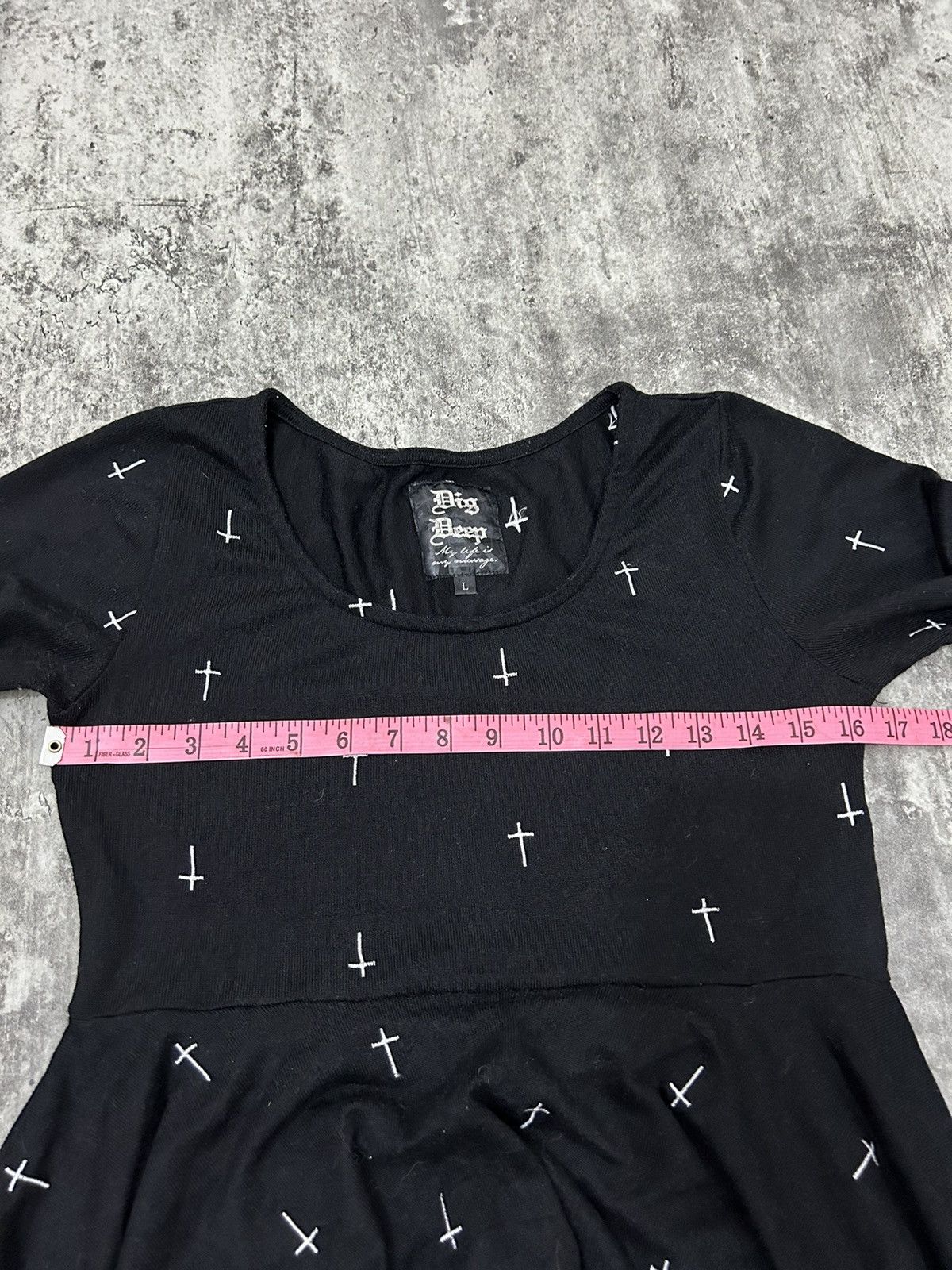14th Addiction × If Six Was Nine × Japanese Brand Dig Deep Embroidered Aop Cross Acrylic Mini Dress Size L / US 10 / IT 46 - 10 Thumbnail