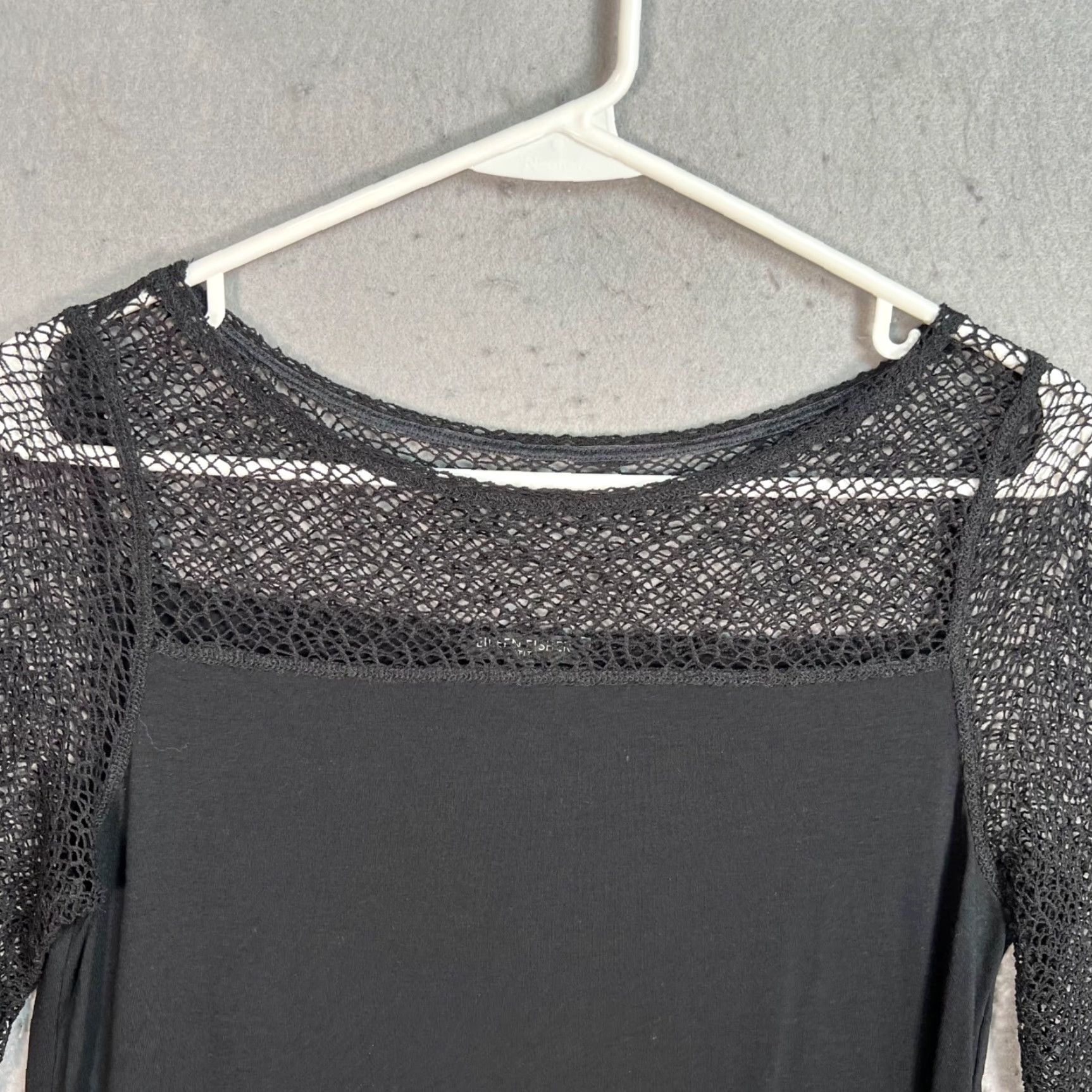 Eileen Fisher VINTAGE Eileen Fisher Petite Small Black Knit Lace Crochet Sleeve Dress Rayon Blend Dress Size S / US 4 / IT 40 - 7 Thumbnail