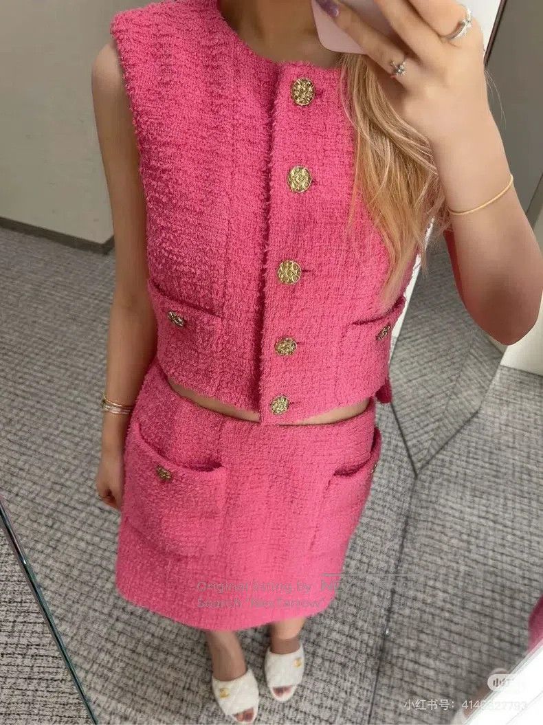 Chanel Chanel 22S pink tweed skirt Size 42" / US 20 - 6 Thumbnail