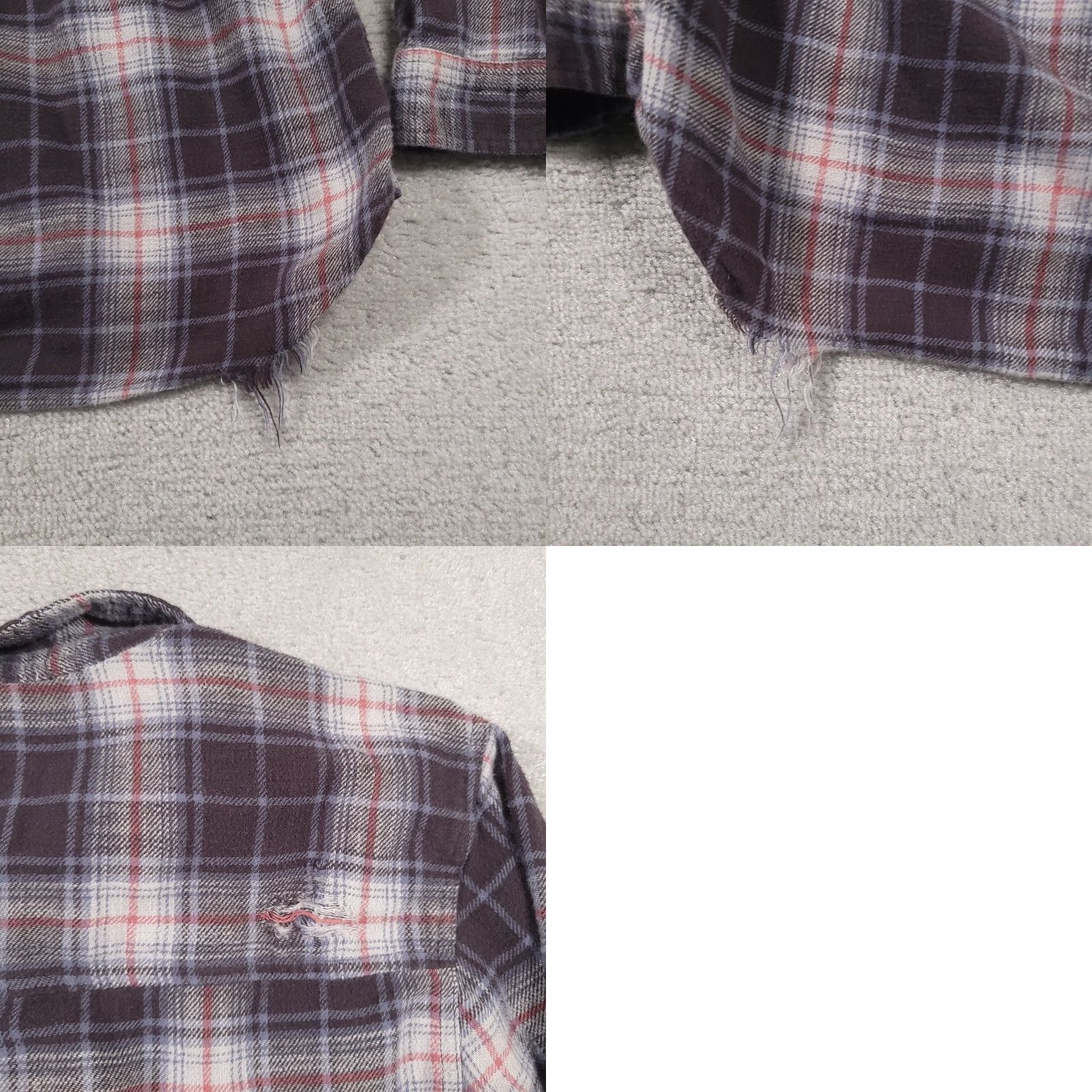 American Eagle Outfitters VINTAGE American Eagle Flannel Shirt Women’s XL Oversized Fit Distressed Lace Up Gray Size XL / US 12-14 / IT 48-50 - 9 Thumbnail