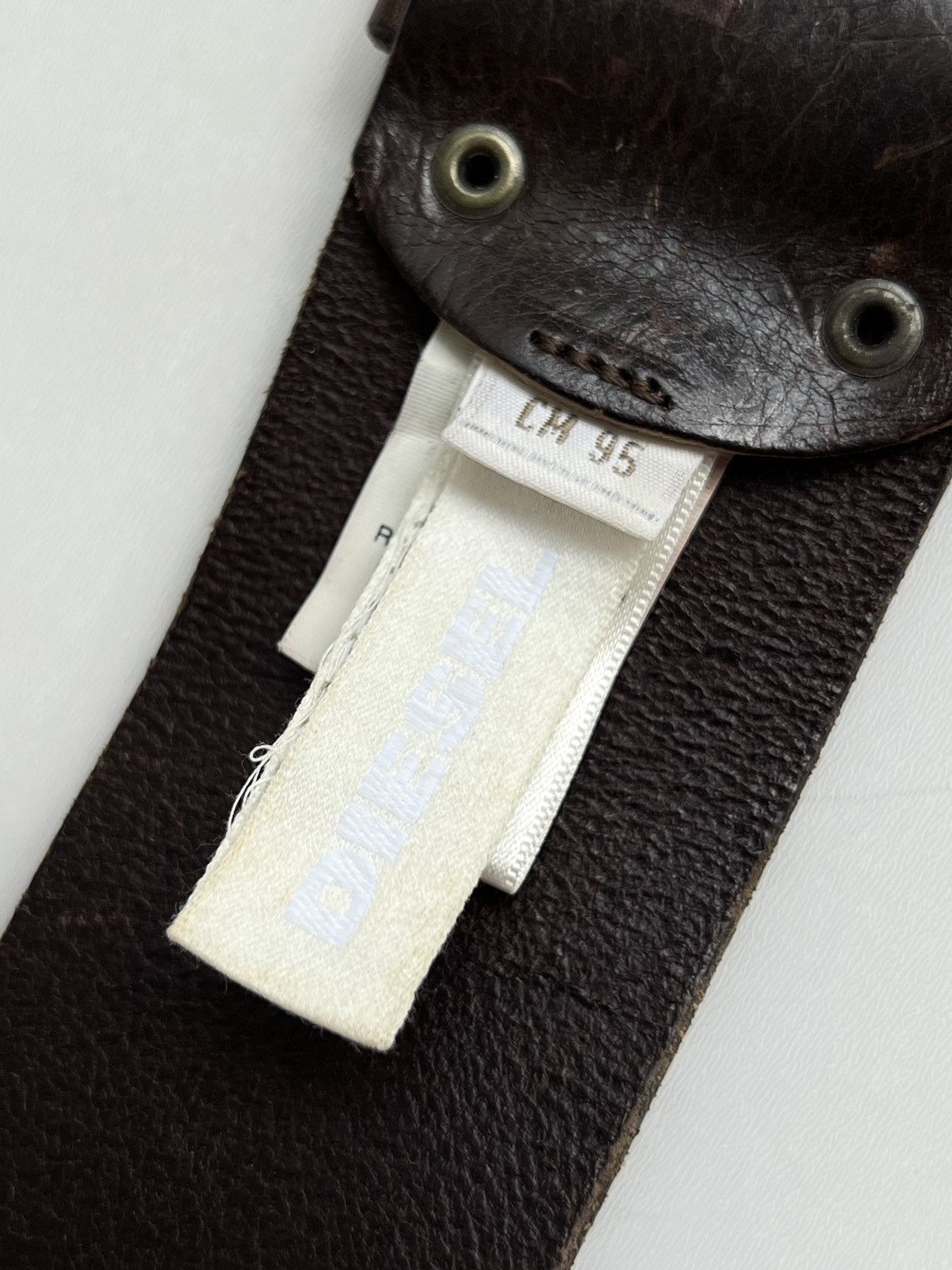 Diesel × Vintage Vintage 90s Diesel Oversized Wide Leather Belt Size ONE SIZE - 12 Thumbnail