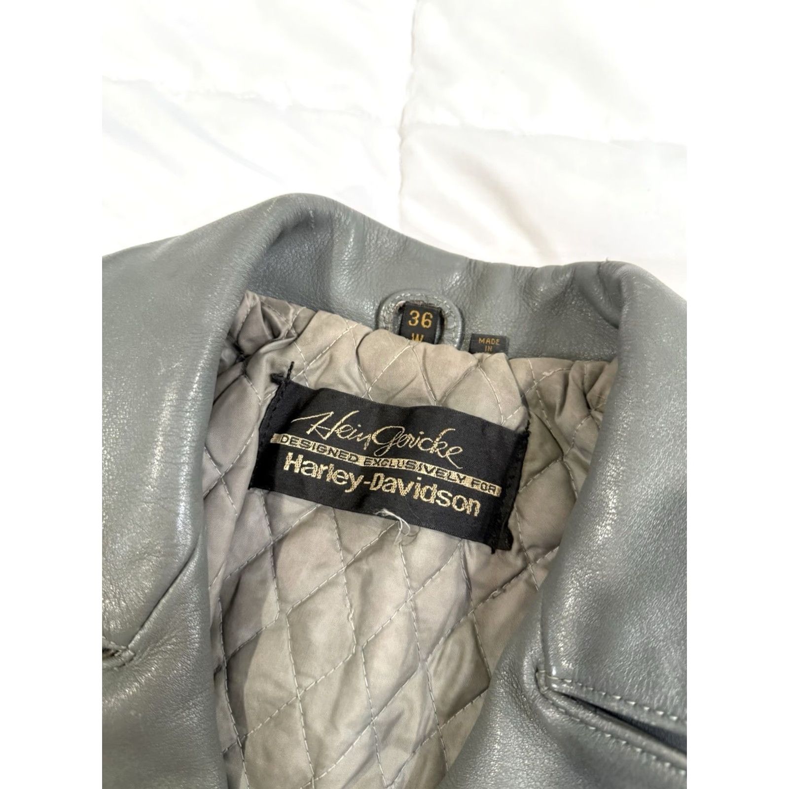 Harley Davidson VINTAGE Harley-Davidson Hein Gericke Gray Leather Biker Jacket Women 36 Sz 36 Leather Motorcycle 70s Size XS / US 0-2 / IT 36-38 - 2 Thumbnail