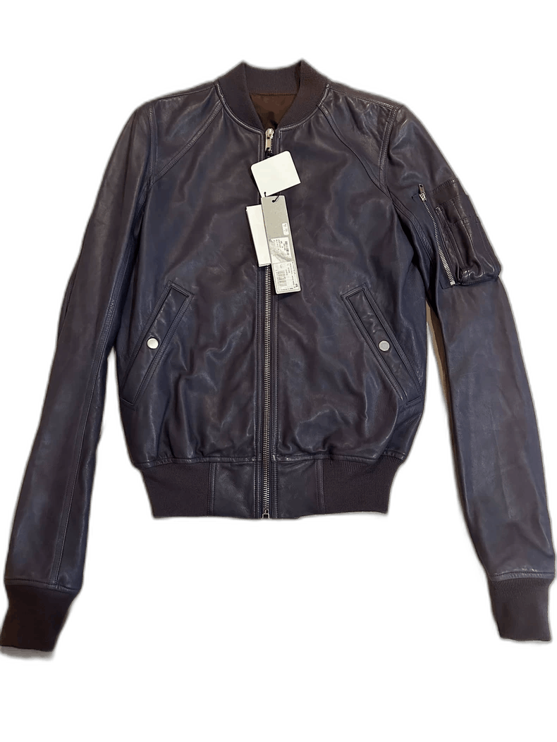 rick owens ro leather pilot jacket midnight purple