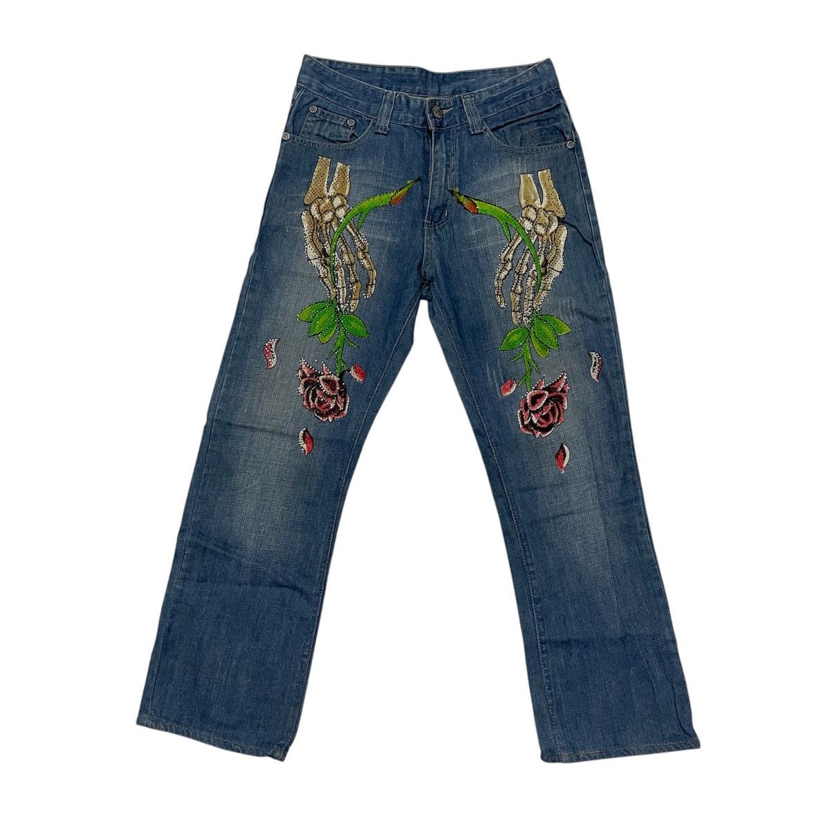 Ed Hardy × Japanese Brand × Vintage Vintage Edhardy flower denim Size US 30 / EU 46 - 1 Thumbnail