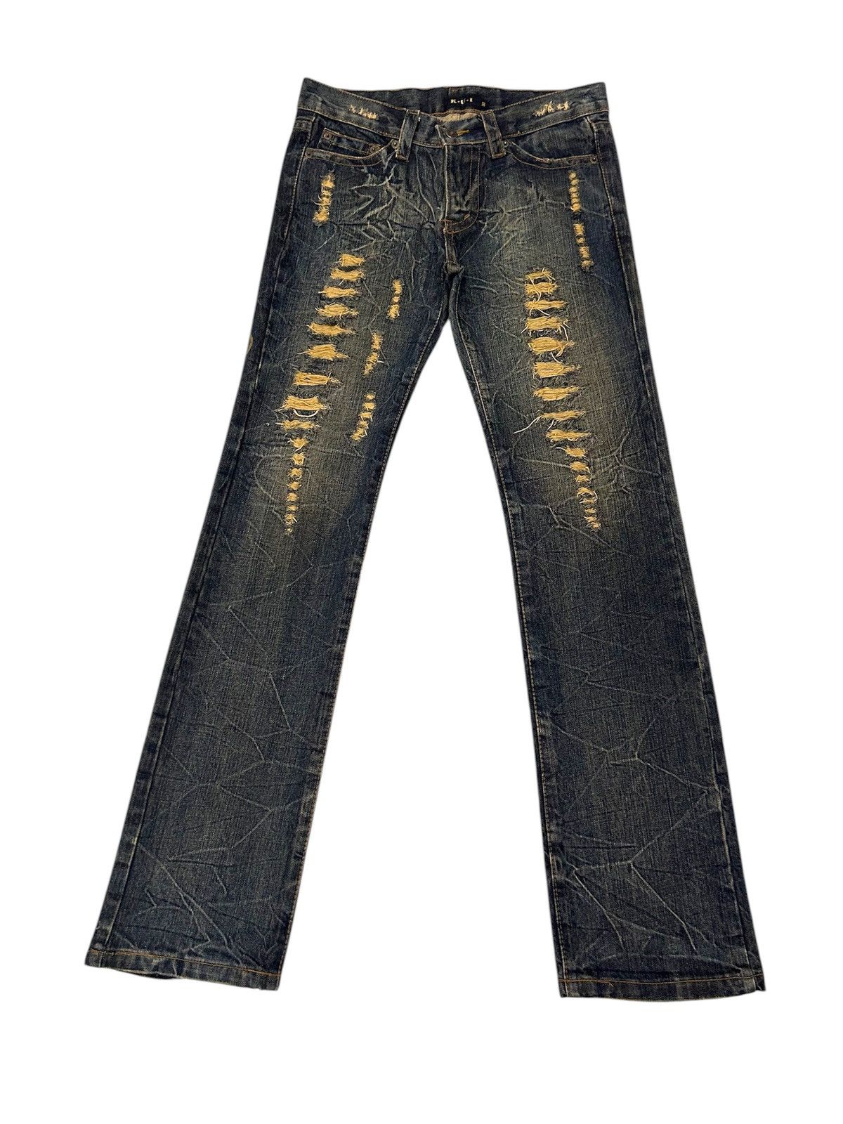 Japanese Brand × Vintage 💥Vintage K.U.I Japanese Denim Mud Wash Distressed Jeans Size US 32 / EU 48 - 1 Thumbnail