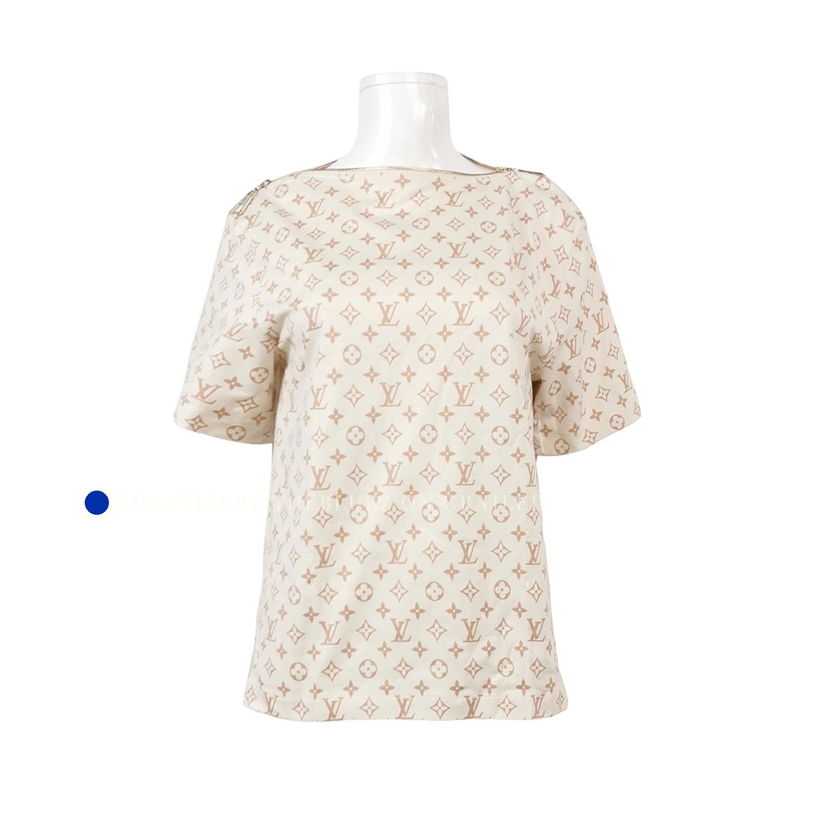 Louis Vuitton Monogram Zipper T-Shirt in Beige Size US S / EU 44-46 / 1 - 1 Thumbnail