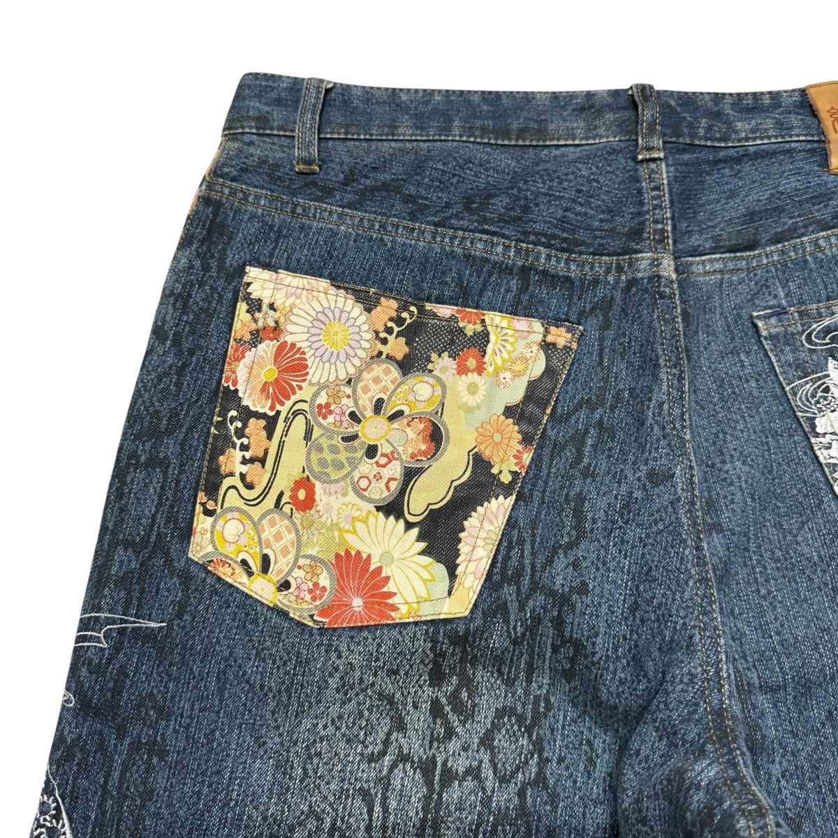 Karakuri Tamashii Vintage Karakuri Tamashii Denim Embroidery Dragon Snake Skin Size US 36 / EU 52 - 11 Thumbnail