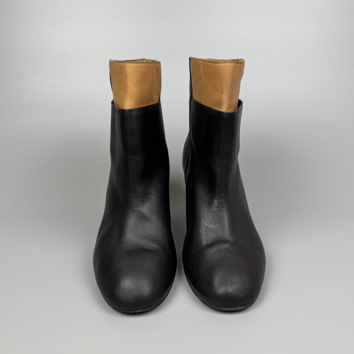 MM6 MM6 Maison Martin Margiela - Black/Beige Leather Wedge Boots Size US 8 / IT 38 - 2 Thumbnail