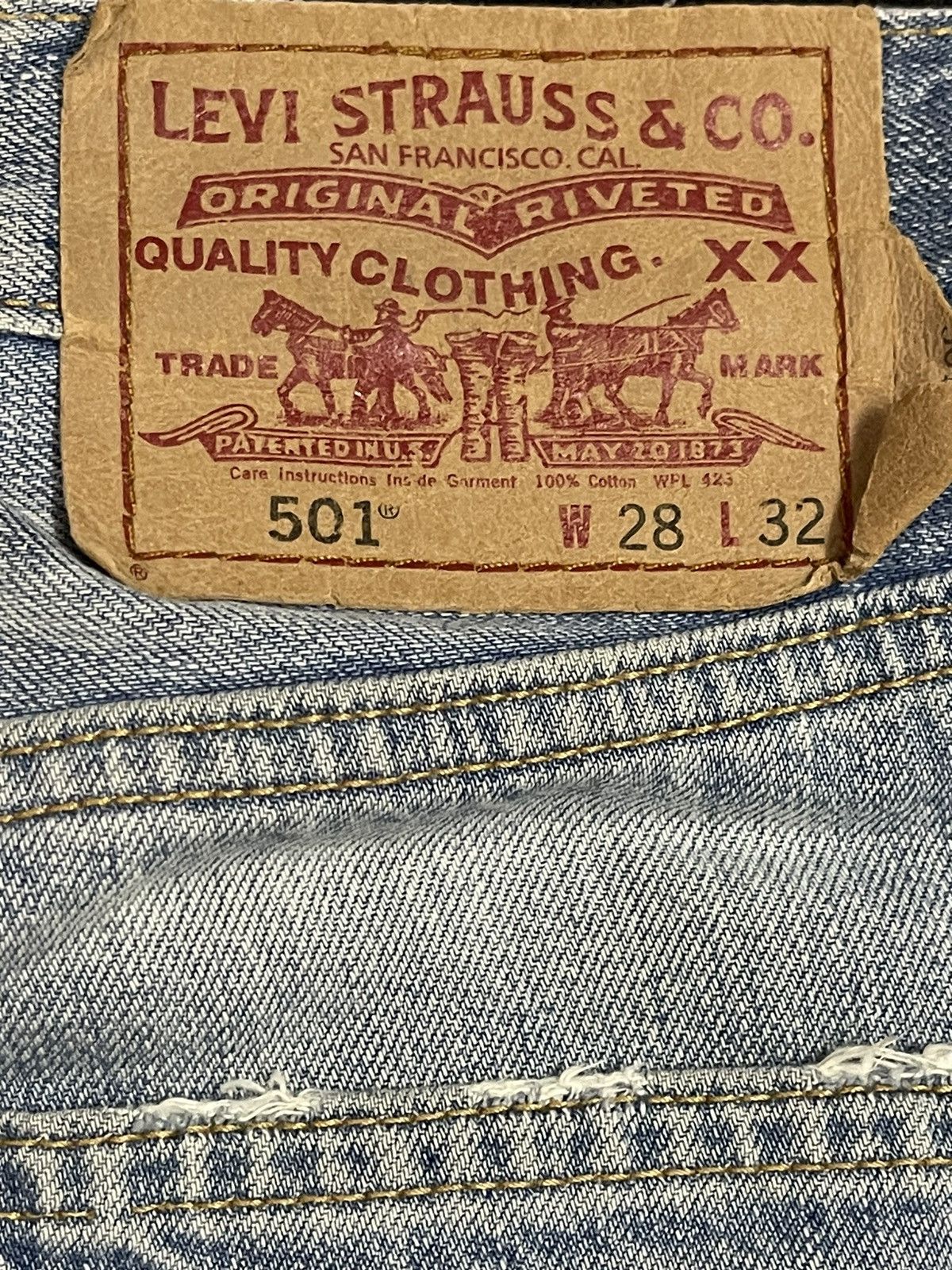 Levi's Vintage 90s Levis 501 Blue Wash Style Distressed Baggy Jeans Size US 29 - 9 Thumbnail