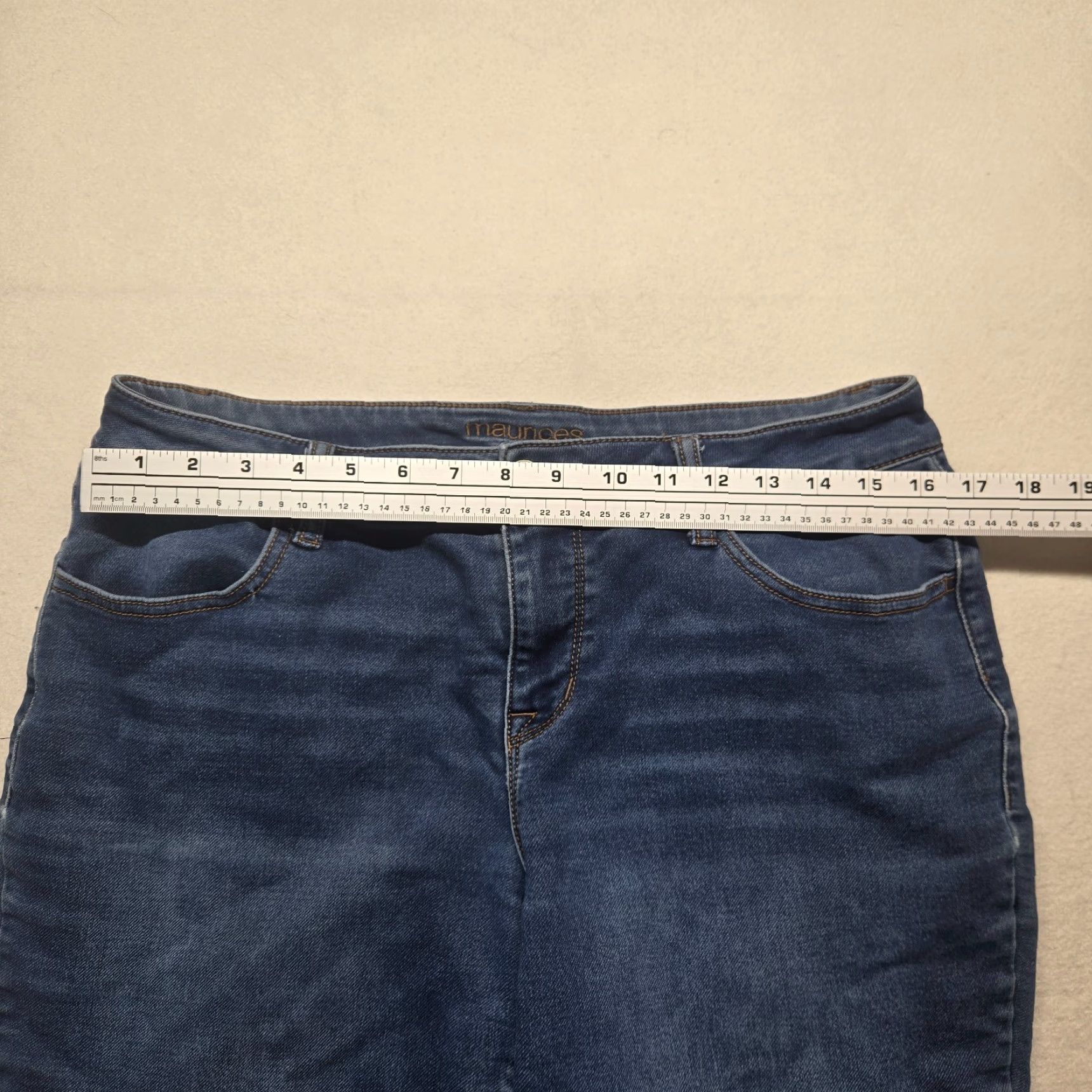 Vintage Maurices Jeans Blue Mid Rise Slim Stretch Distressed Denim Preppy Womens L Large Regular Size 36" / US 14 / IT 50 - 5 Thumbnail