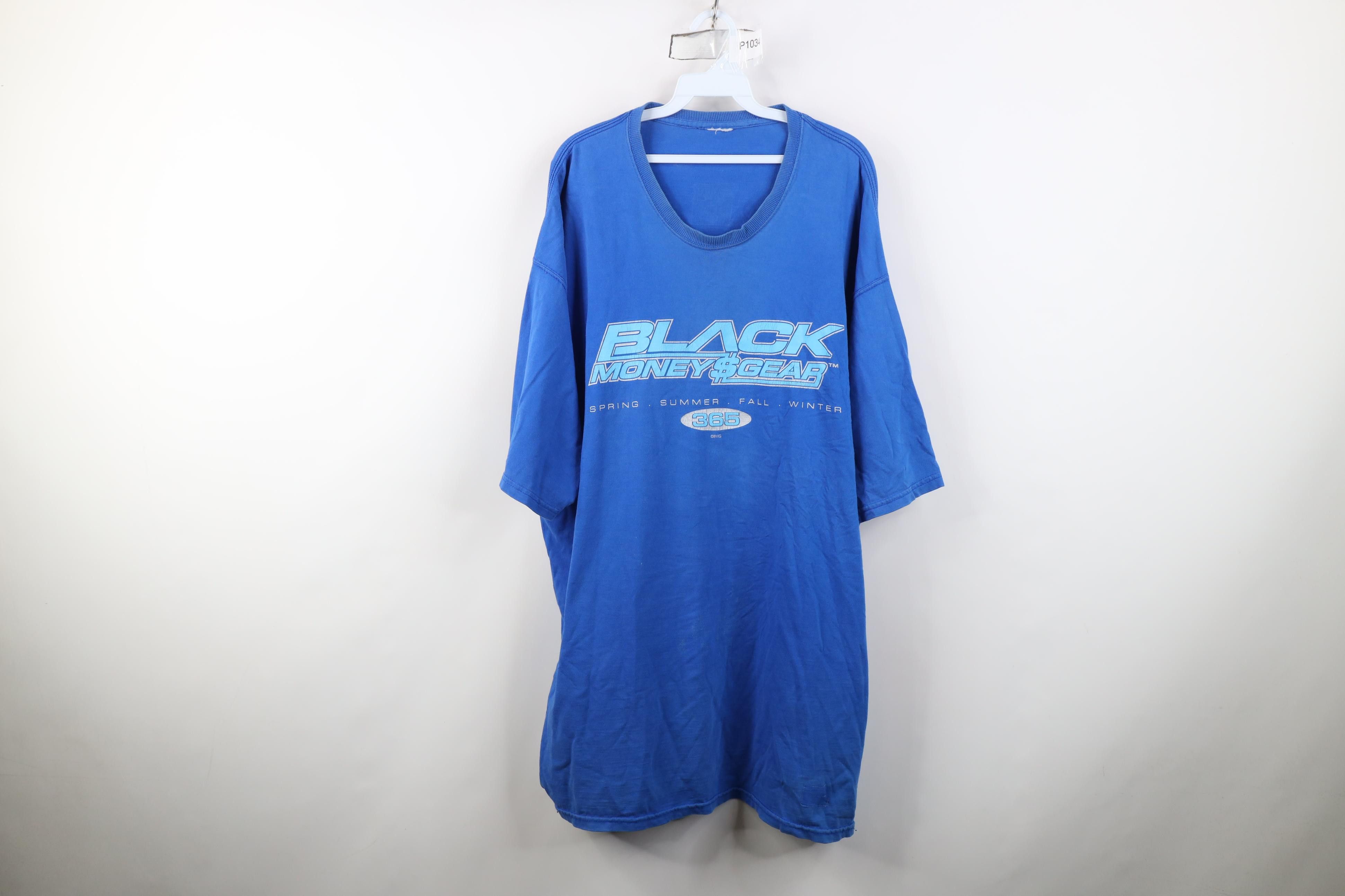 Vintage Vintage 90s Y2K Streetwear Black Money Gear 365 T-Shirt Blue Size US XXL / EU 58 / 5 - 1 Thumbnail