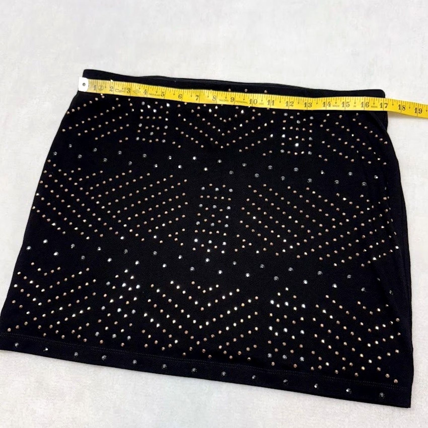 Express Express Black Stretch Mini Skirt L Studded Geometric Night Out Party/Cocktail Womens L Size 36" / US 14 / IT 50 - 7 Thumbnail