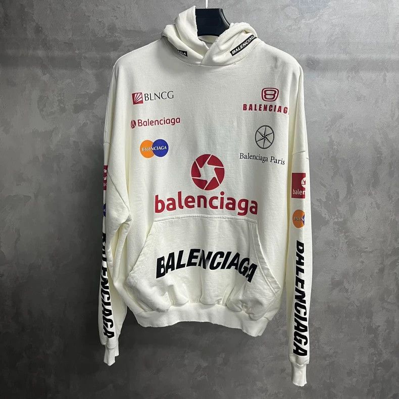 Balenciaga NEW FW19 BB Logo Balenciaga White Hoodie