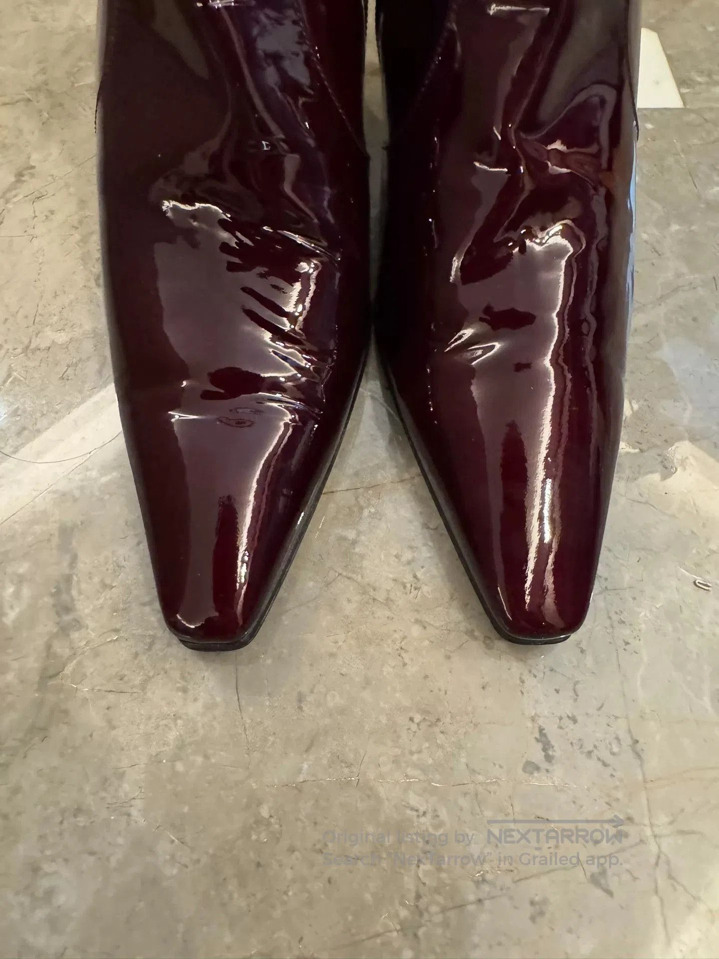 Yves Saint Laurent Saint Laurent Burgundy Patent Leather Ankle Boots. Size US 10.5 / IT 40.5 - 3 Thumbnail