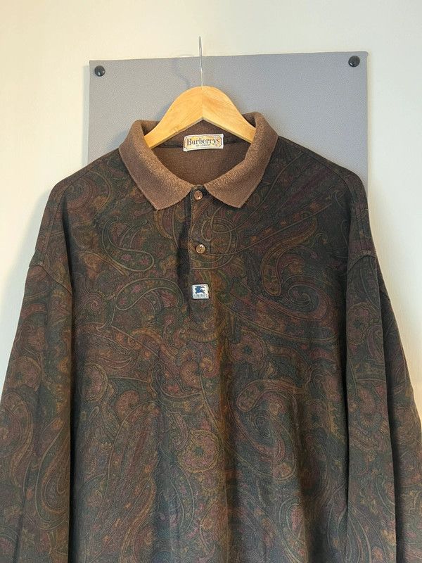Burberry 90s Burberry Floral Paisley Long Sleeve Polo Size Large Size US L / EU 52-54 / 3 - 1 Thumbnail