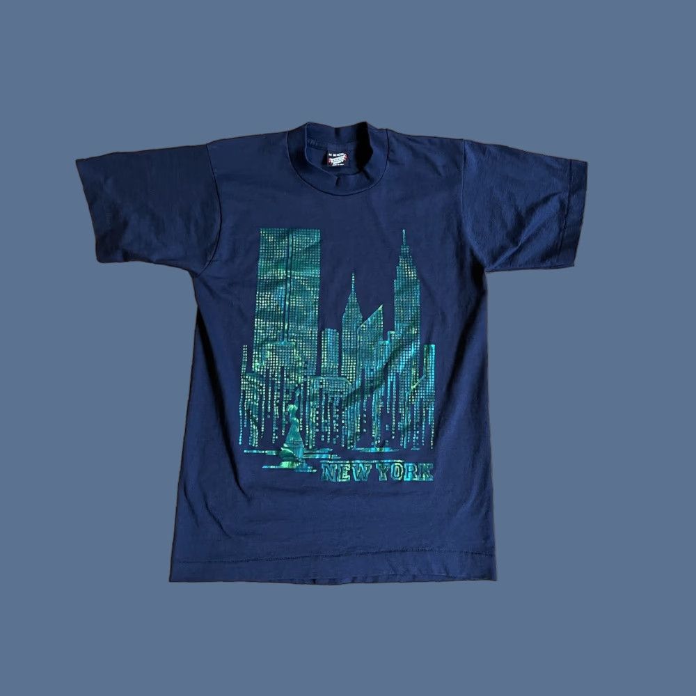 Vintage VINTAGE Screen Stars Shirt Men’s M Black Green New York Skyline Twin Towers Size US M / EU 48-50 / 2 - 1 Thumbnail