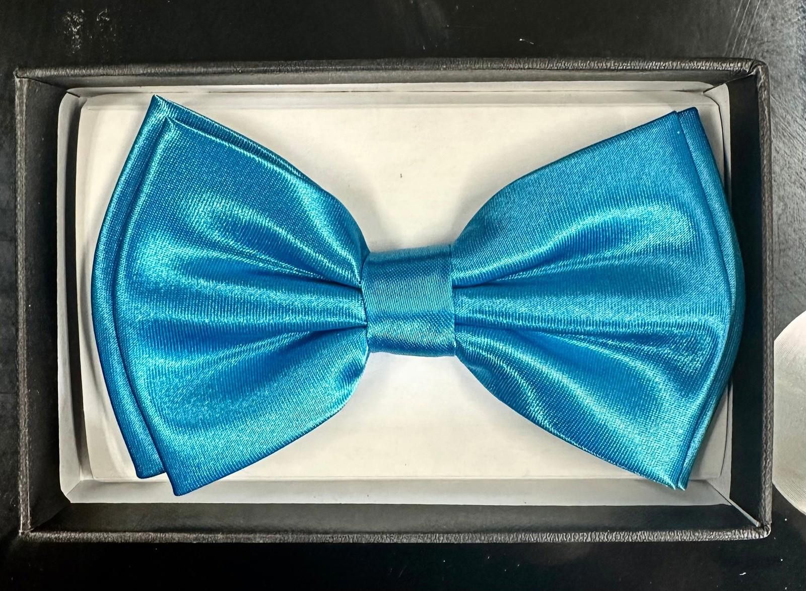 Designer Satin Bow Tie TURQUOISE Adult Unisex Size ONE SIZE - 1 Preview