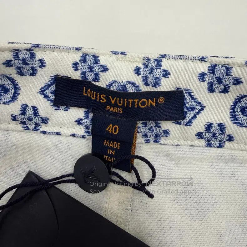 Louis Vuitton Louis Vuitton Blue and White Full Print Leather Jeans Size US 40 / EU 56 - 5 Thumbnail
