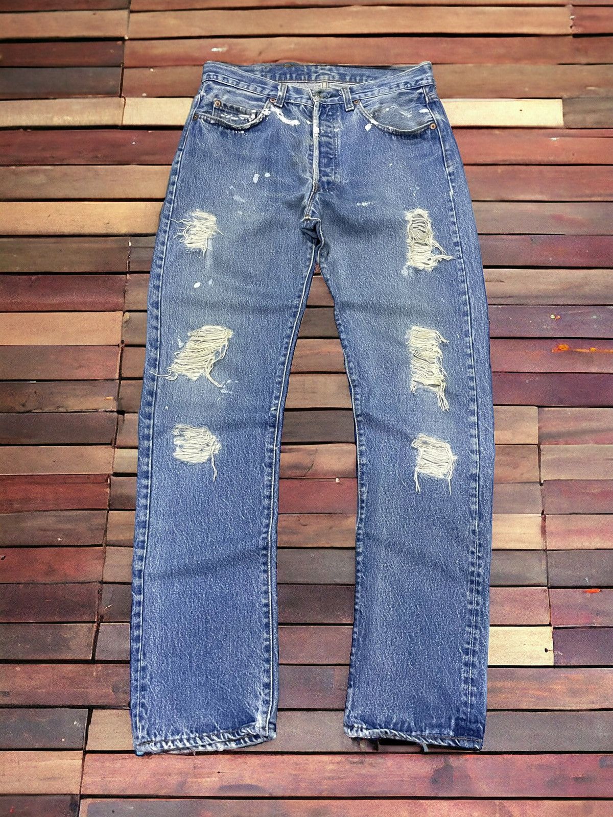 Levi's × Vintage Vintage 80s Levis 501 Button Fly Distressed Jeans Size US 32 / EU 48 - 1 Thumbnail
