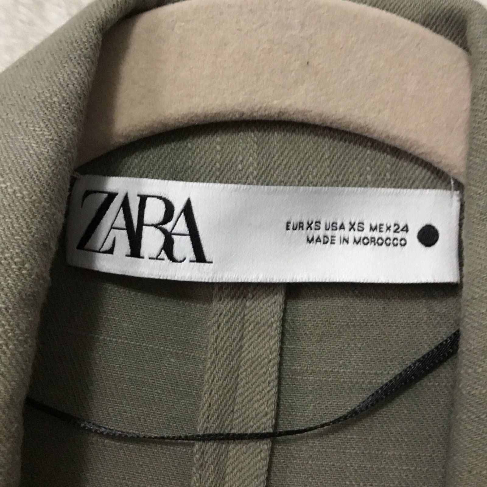 Zara Zara Olive Green Linen Blend Button Over-Sized Blazer Size XS / US 0-2 / IT 36-38 - 2 Thumbnail