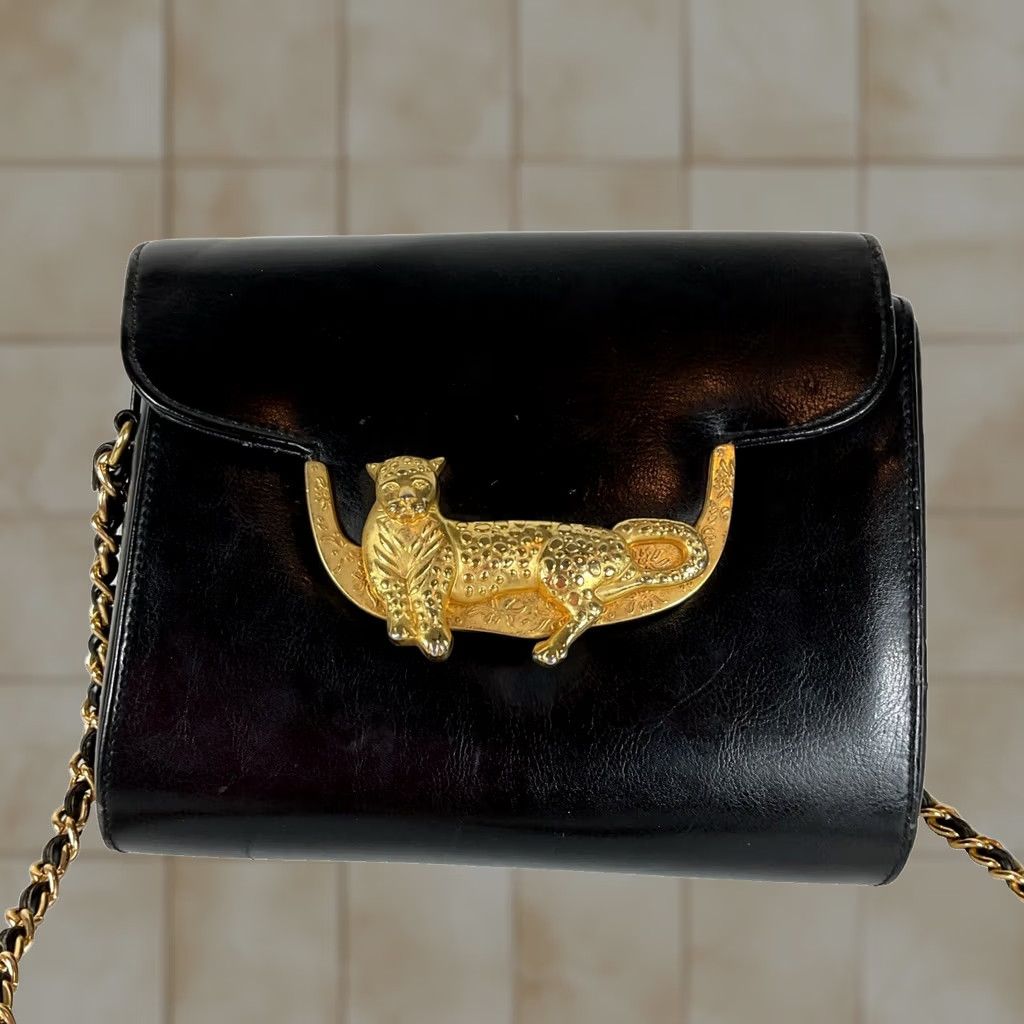 Vintage VINTAGE Via Piaggi Leather Crossbody Bag Avant Garde Gold Leopard Size ONE SIZE - 1 Thumbnail