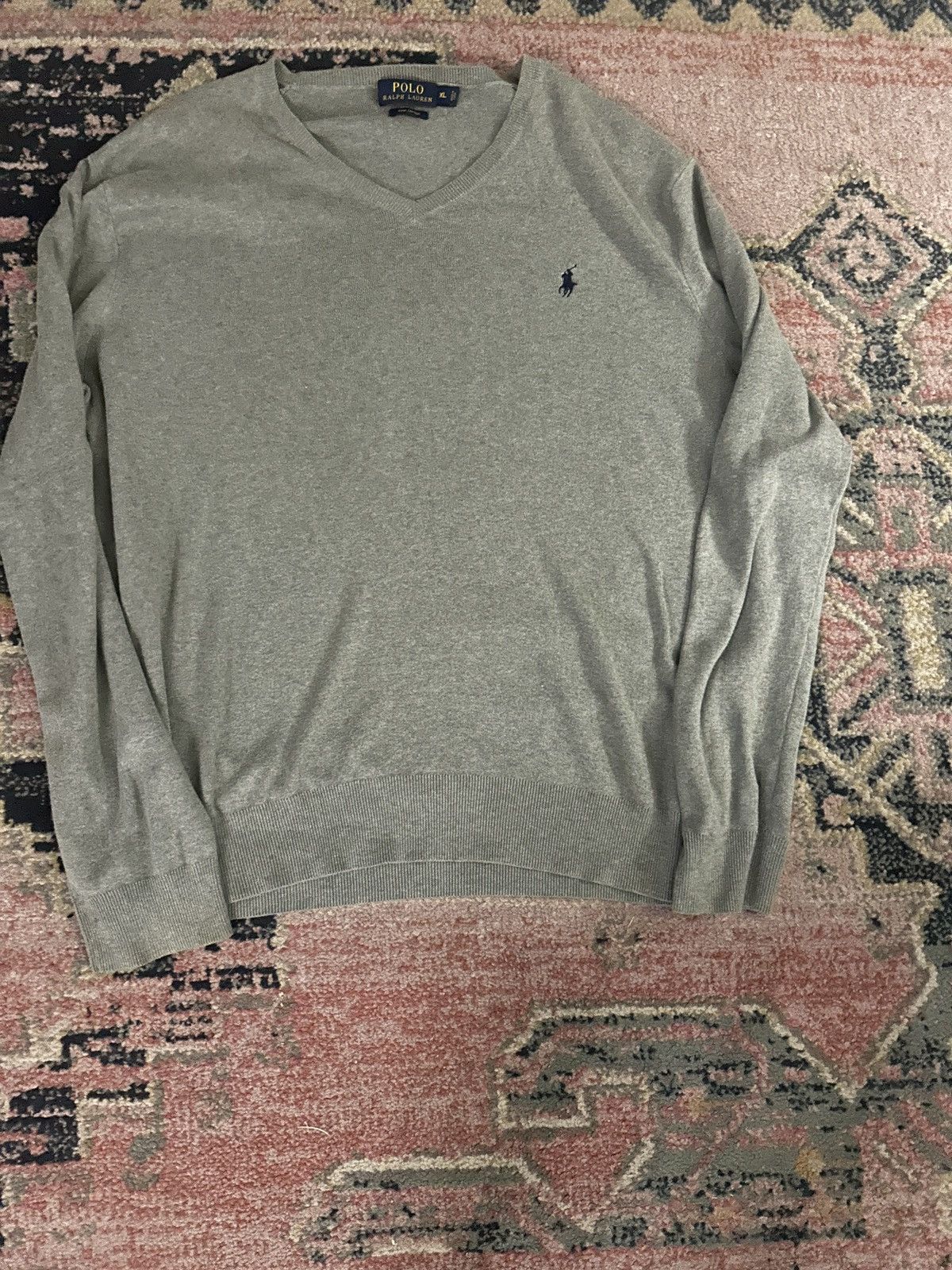 Polo Ralph Lauren Polo Ralph Lauren Pima Cotton V-Neck Sweater Size US XL / EU 56 / 4 - 1 Thumbnail