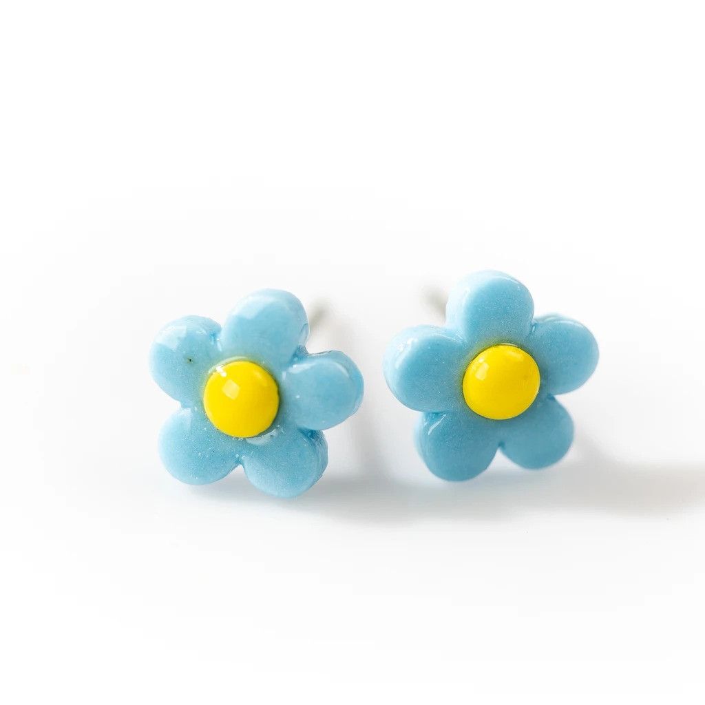 Jewelry Small Flower Stud Earrings Ceramic Ear Gift For Her Size ONE SIZE - 1 Preview