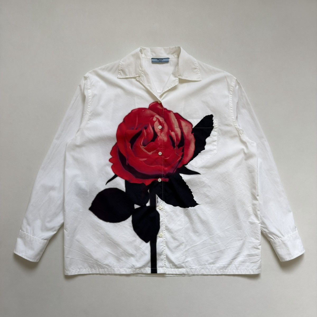 Prada S/S 19 ‘Red Rose Stencil’ Print Shirt Size US L / EU 52-54 / 3 - 2 Thumbnail