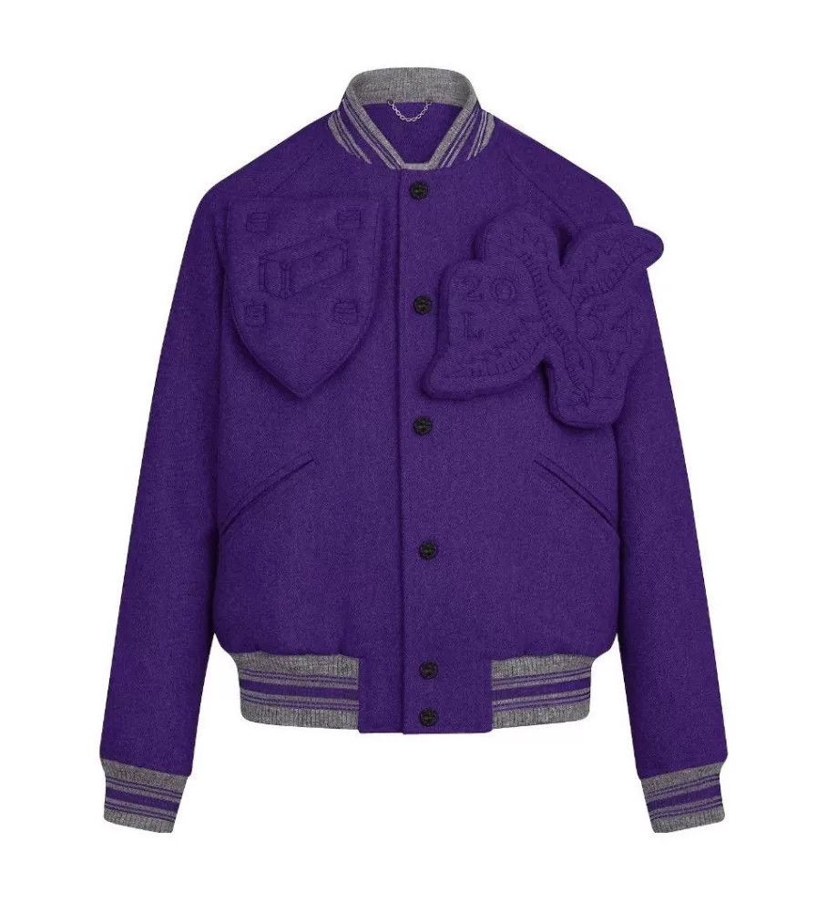 Louis Vuitton Louis Vuitton Purple Embossed Varsity Jacket Size US M / EU 48-50 / 2 - 1 Thumbnail