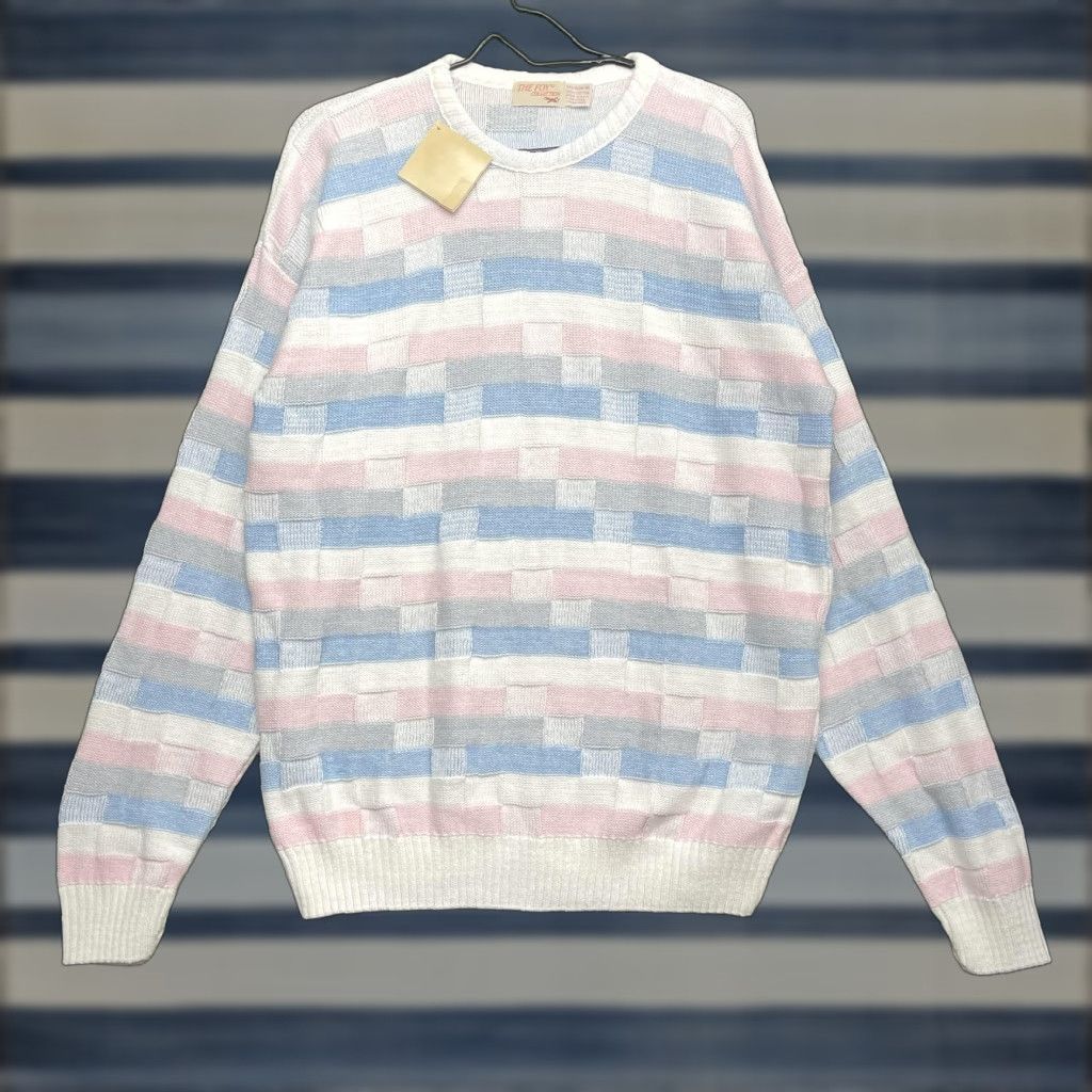 Vintage VINTAGE The Fox Collection Sweater Mens XL Pastel Striped Knit Pullover USA Size US XL / EU 56 / 4 - 1 Thumbnail