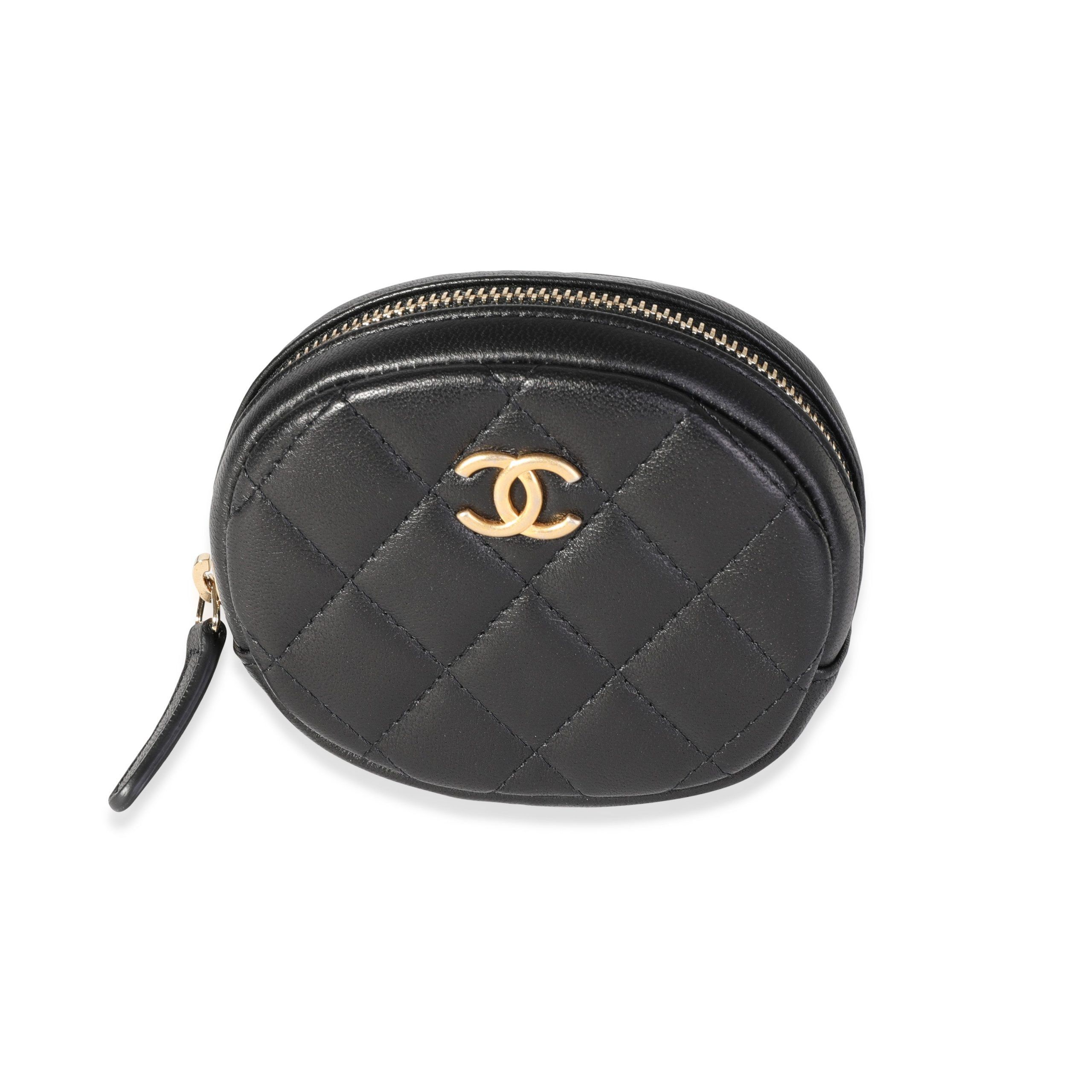 image of Chanel Black Lambskin Quilted Inside Graffiti Coin Purse, Women's
