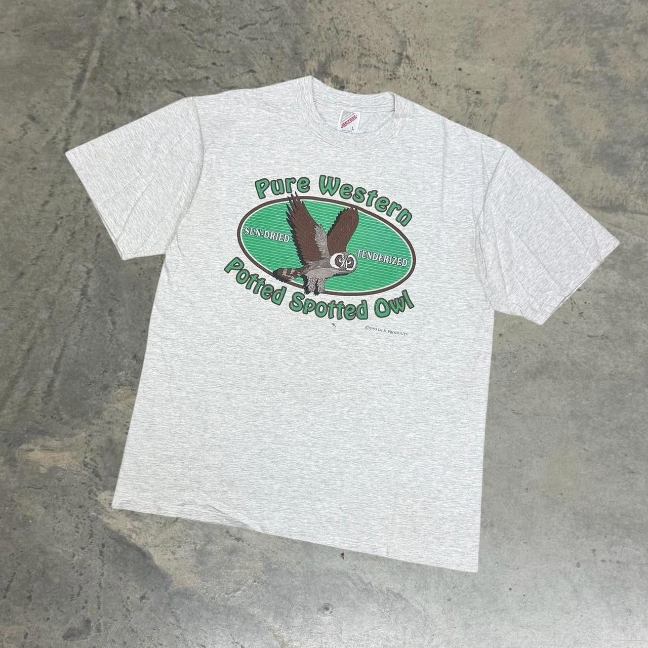 Jerzees × Vintage Vintage 1993 Pure Western Potted Spotted Owl T-Shirt Size US L / EU 52-54 / 3 - 2 Thumbnail