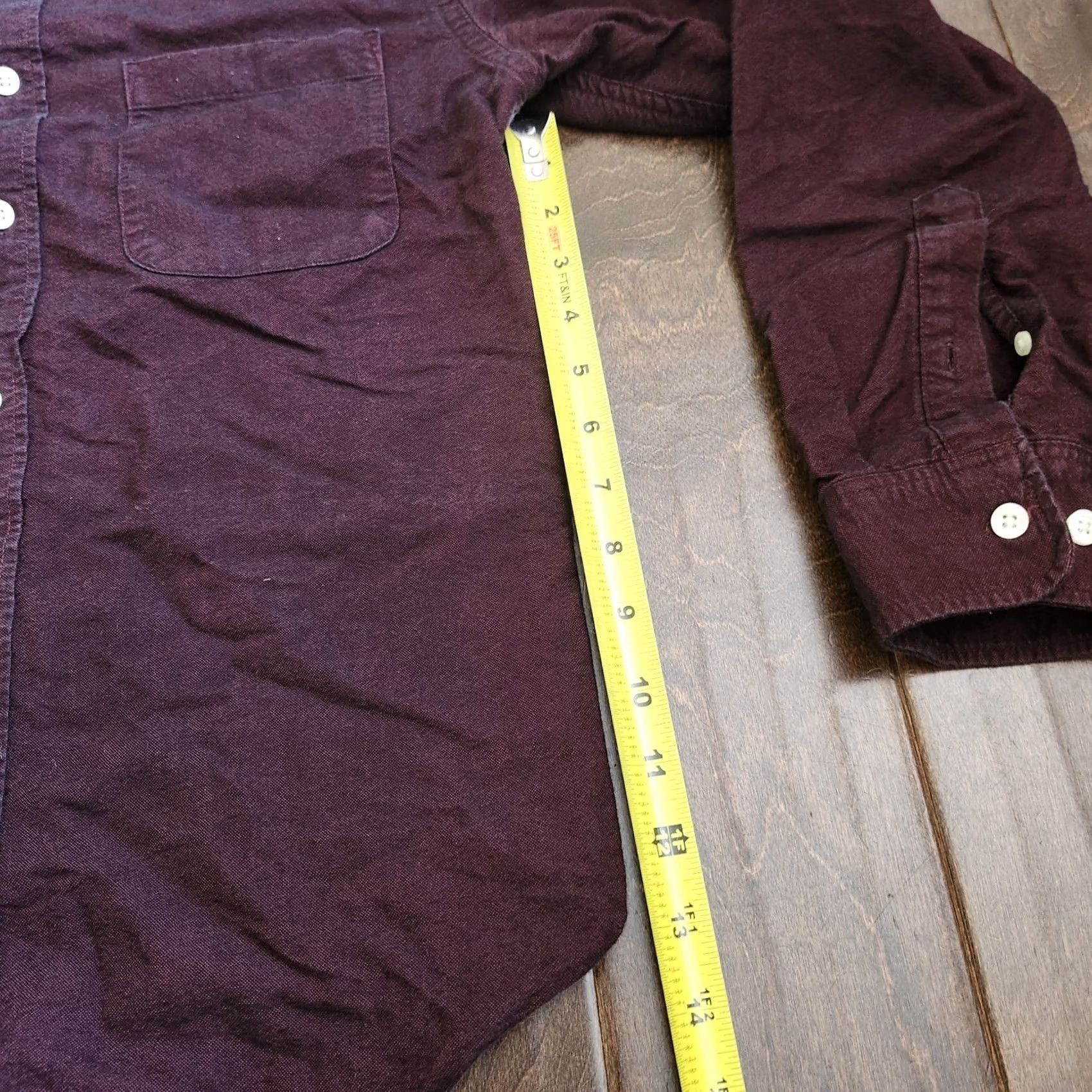 Merona Merona Men's Burgundy Button-Down Dress Shirt S/P Shirt Casual Business 100% Cotton Size 36R - 7 Thumbnail