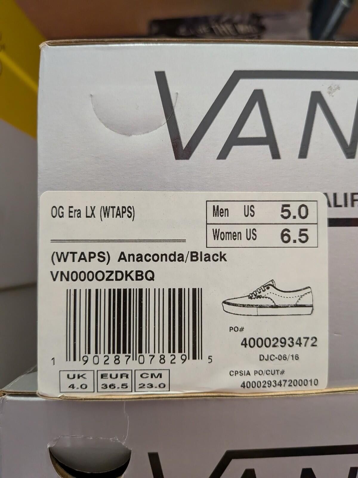 Vans Vans x WTAPS OG Era LX Anaconda Black US5 Size US 5 / EU 37 - 7 Thumbnail