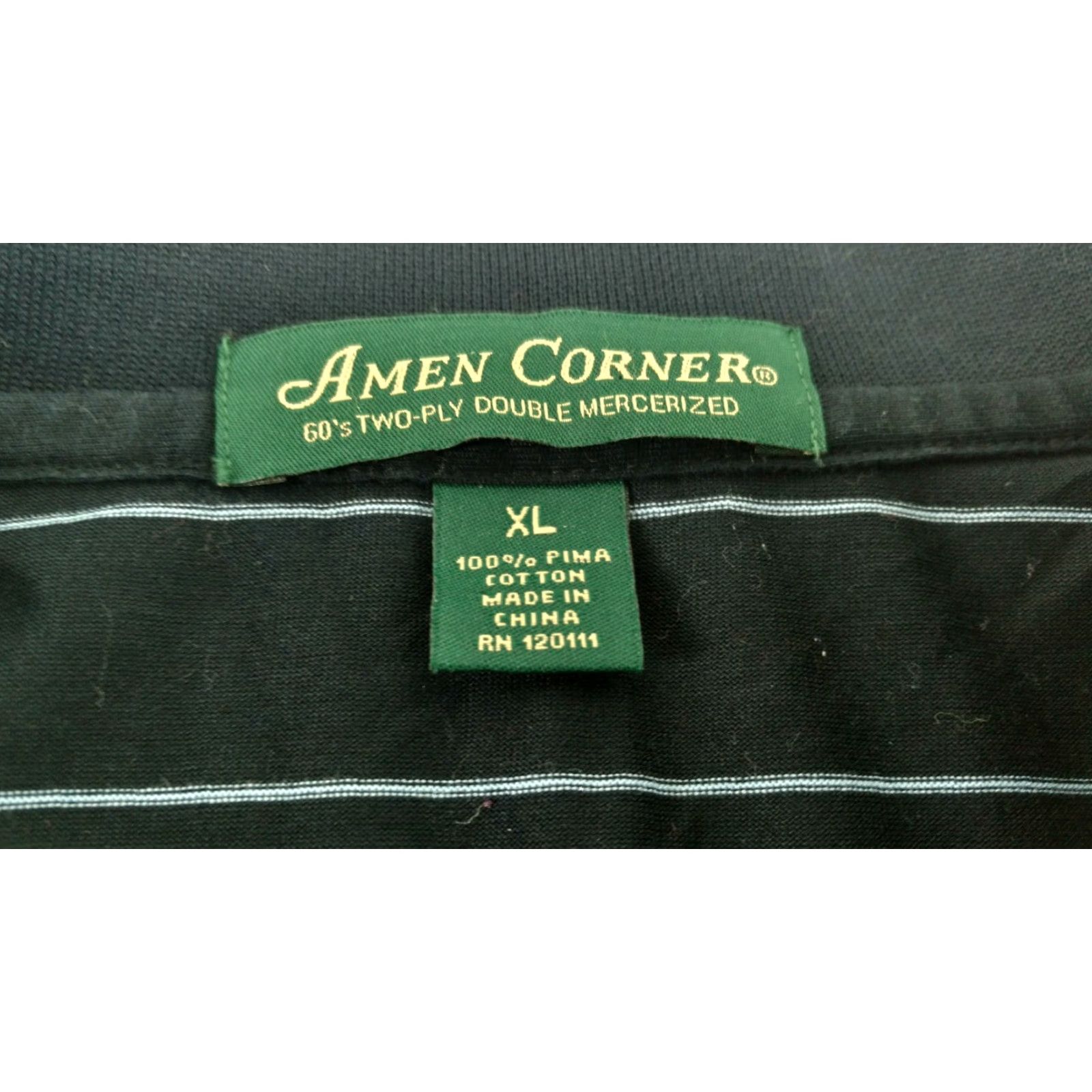 Vintage Amen Corner Dark Blue Masters Golf Logo Striped Shirt XL Shirt Mens Basic Polo Size US XL / EU 56 / 4 - 8 Thumbnail