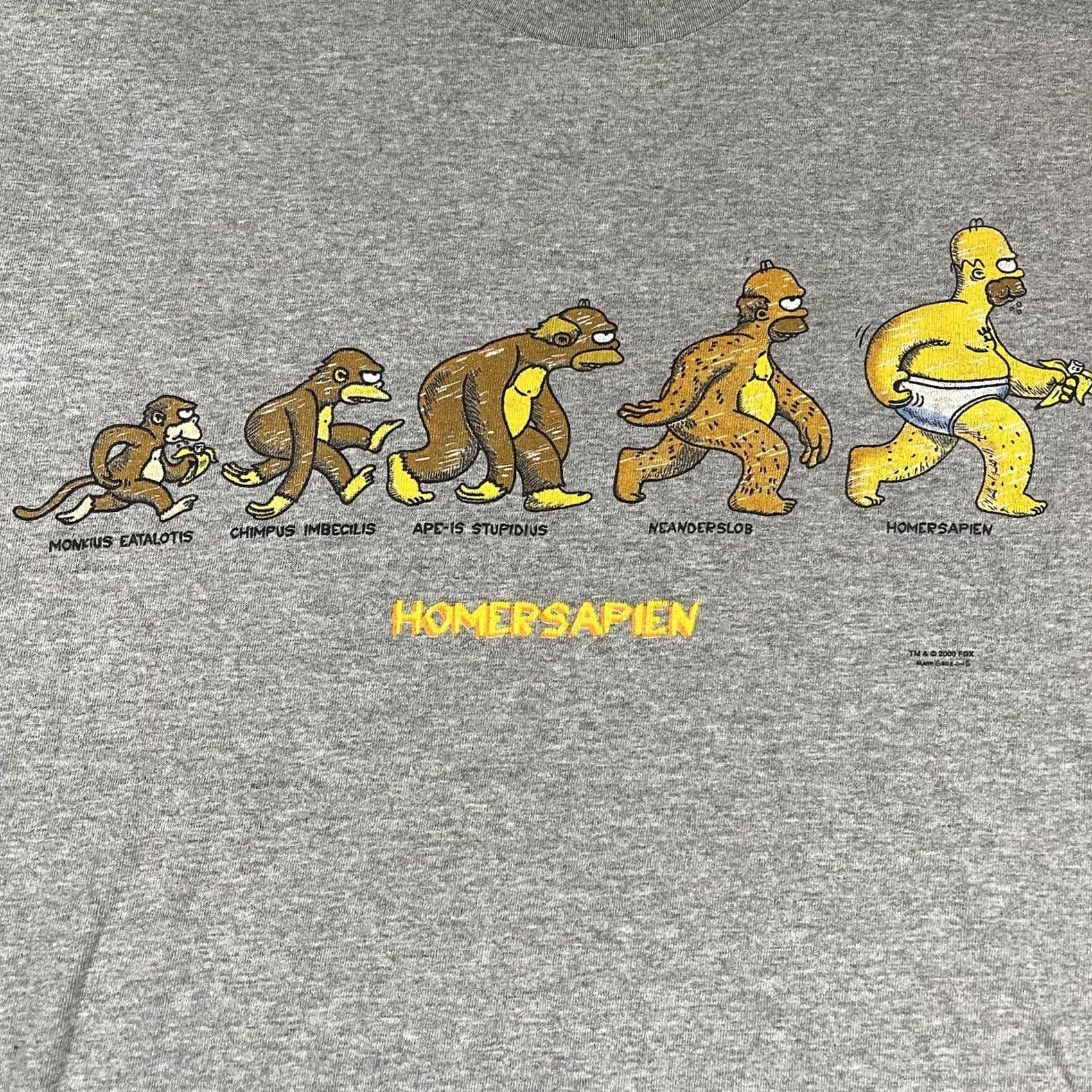 Vintage VINTAGE Homer Simpson Sz M Homersapien T-Shirt Gray Crew Neck Short Sleeve Men M Cartoon TV Size US M / EU 48-50 / 2 - 6 Thumbnail