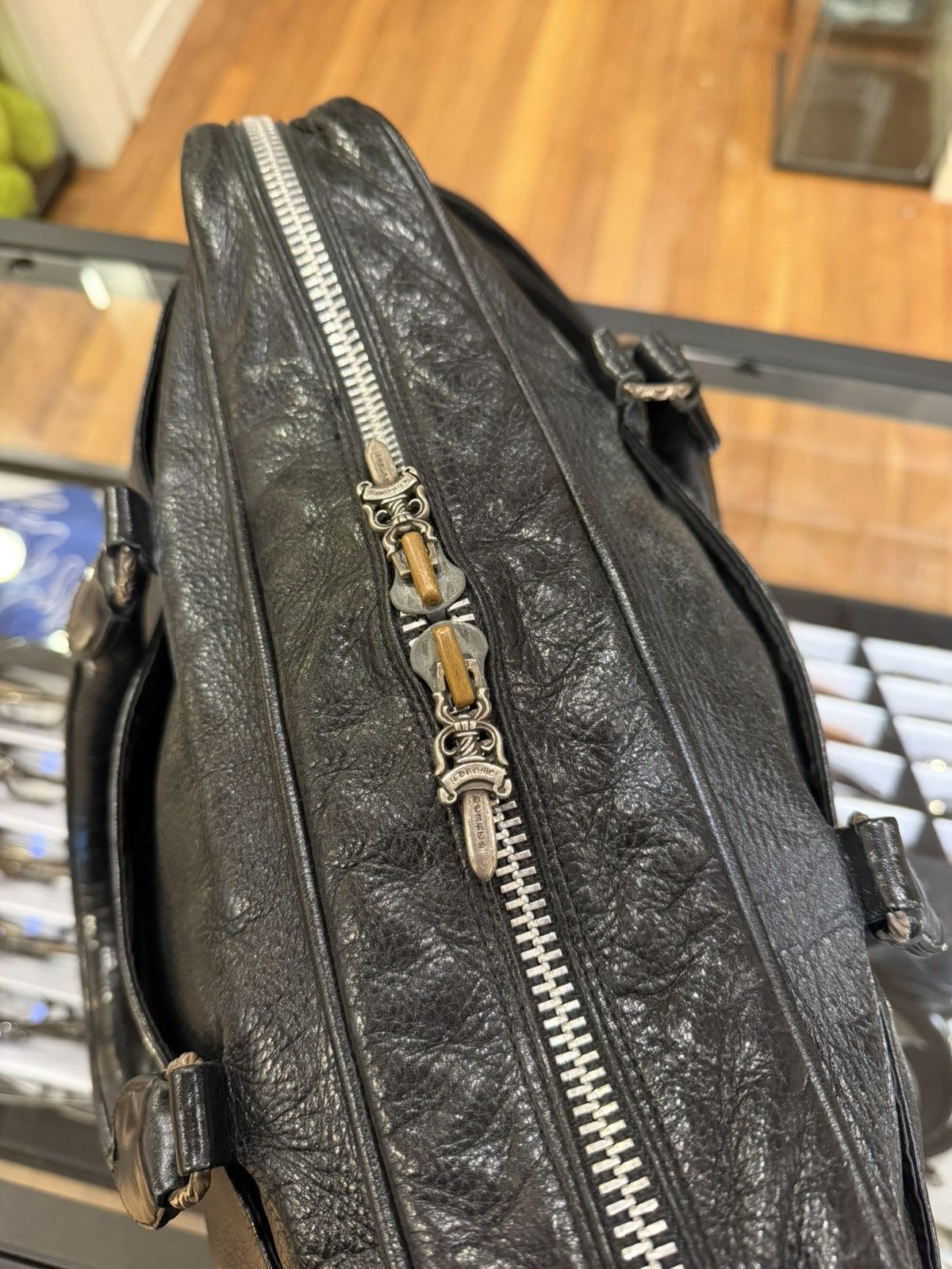Chrome Hearts Chrome Hearts Black Leather Messenger Laptop Bag Size ONE SIZE - 19 Thumbnail