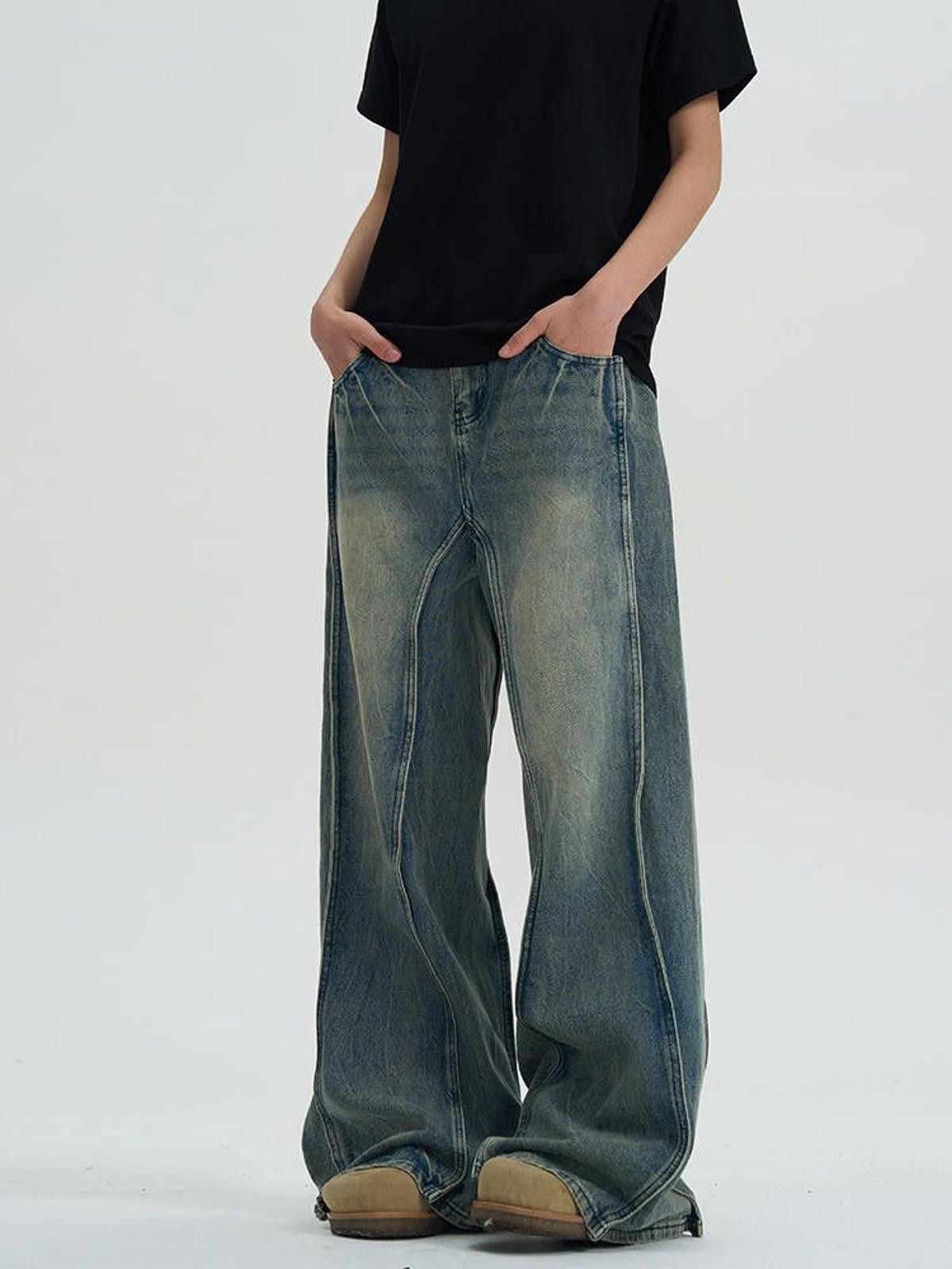 Jean × Vintage Blue Embroidered Baggy Denim Jeans, Wide Leg Loose Jeans Size US 32 / EU 48 - 2 Thumbnail
