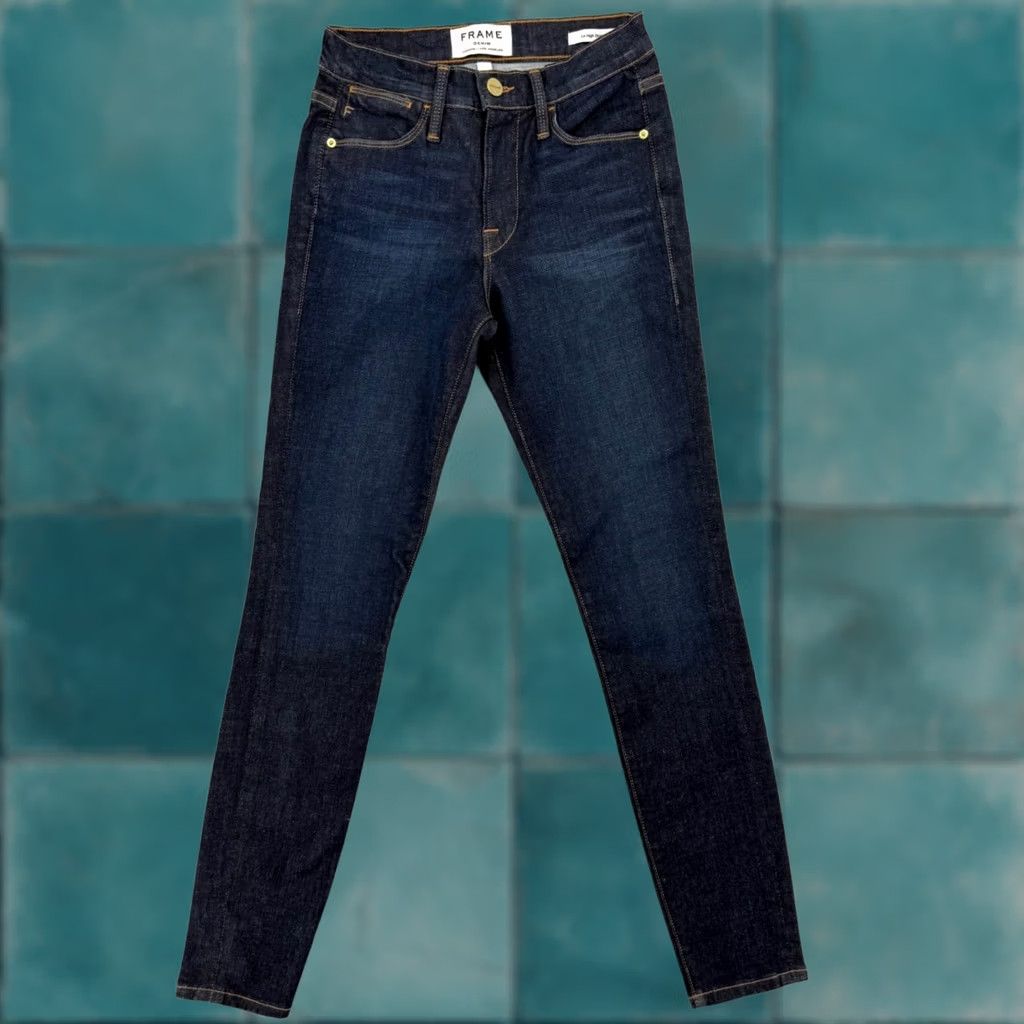 Frame Frame Denim Le High Skinny Jeans Indigo Blue High Rise Women's Size 24 Size 42" / US 20 - 1 Thumbnail