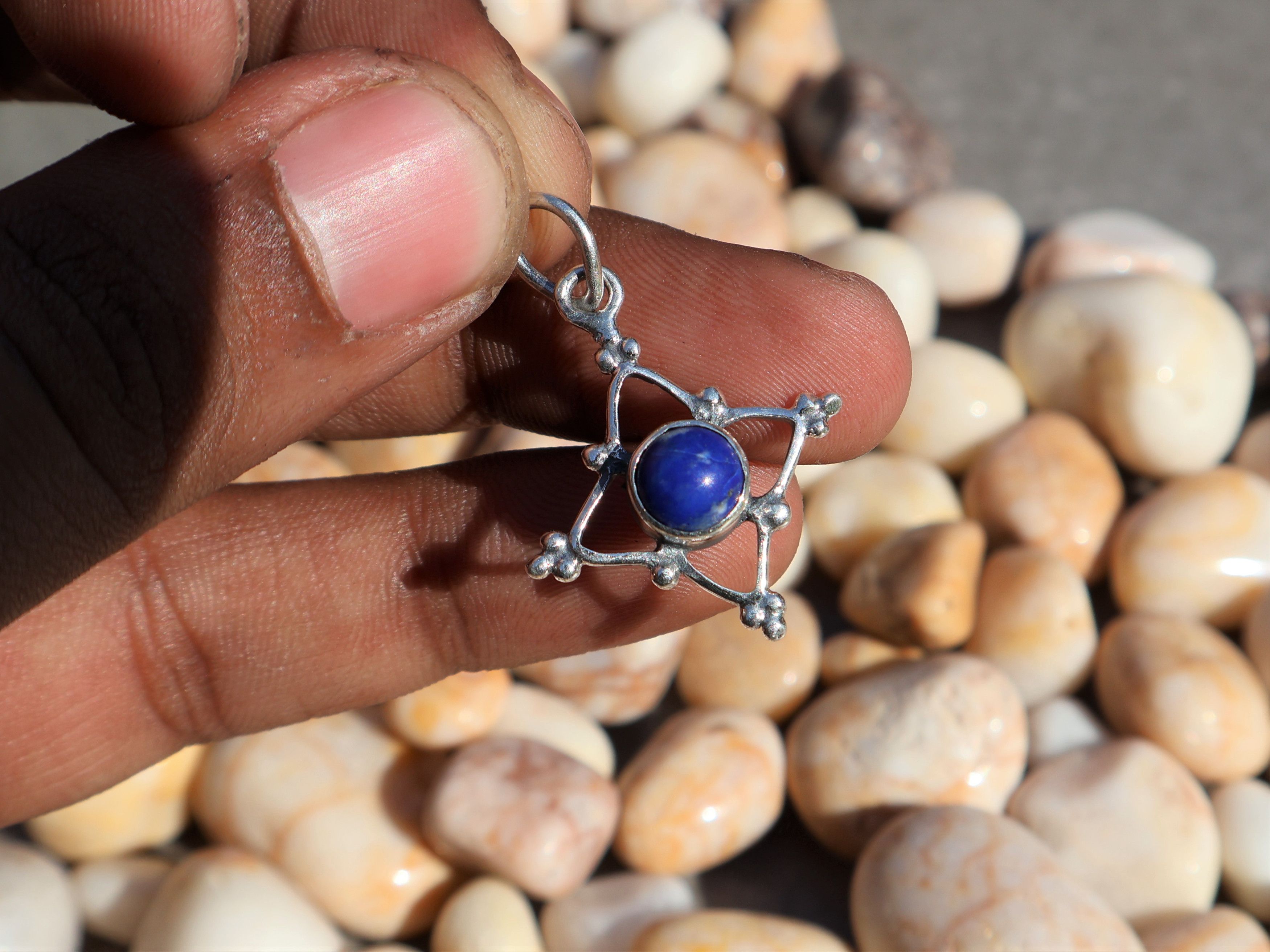 Handmade Lapis Lazuli Pendant, 925 Sterling Silver, Handmade Pendant, Size ONE SIZE - 5 Thumbnail