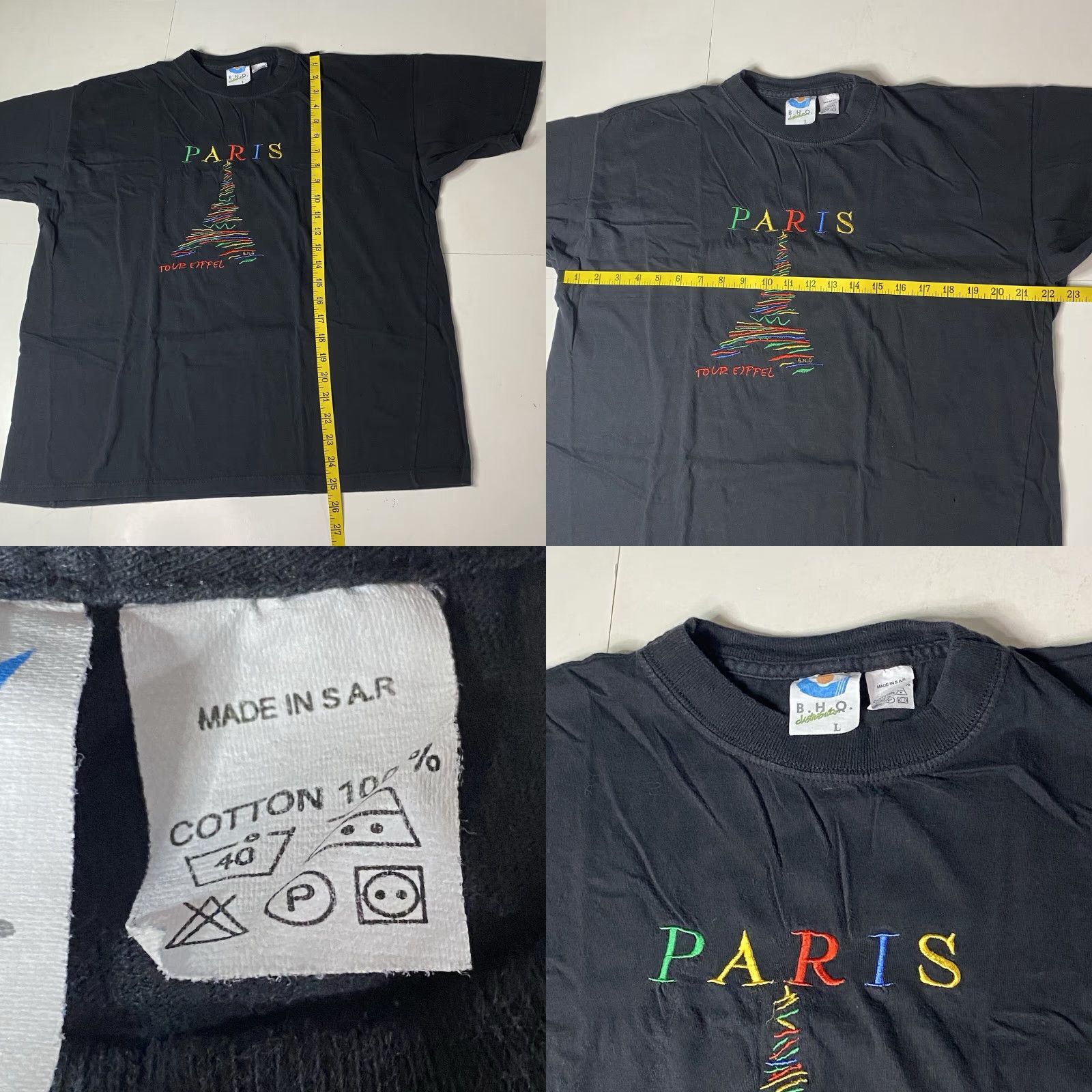 Vintage VINTAGE Paris T Shirt Tour Large Eiffel Tower Black Fade Embroidered RARE B.H.O. T-Shirt Unisex Adults L Black Embroidered Paris Vintage Rare Size US L / EU 52-54 / 3 - 8 Thumbnail