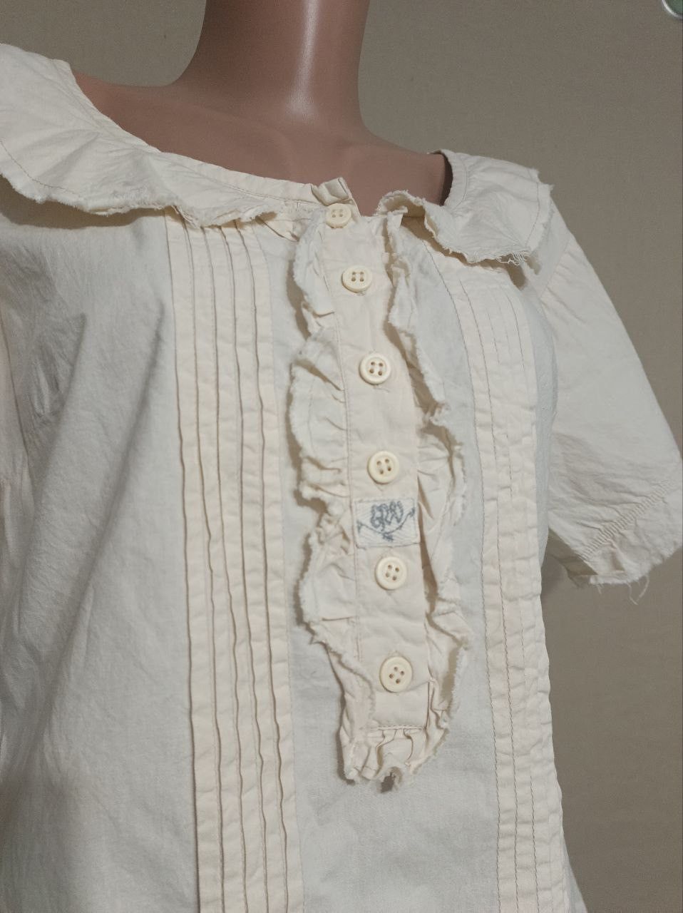 Designer Ewa i Walla Cotton Beige Designer Blouse Top Size S Size S / US 4 / IT 40 - 2 Thumbnail