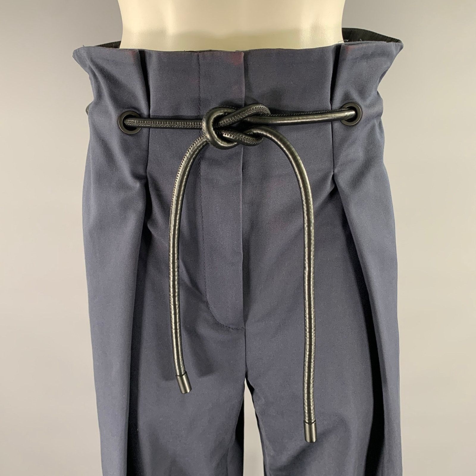 3.1 Phillip Lim PHILLIP LIM Size 6 Navy Black Trouser Belted Pants Size US 31 - 2 Thumbnail